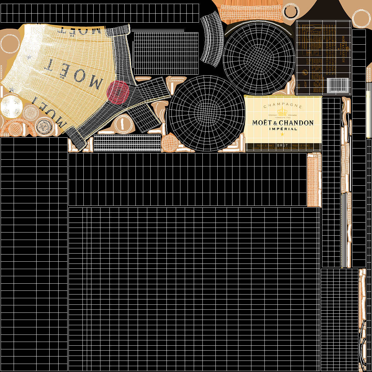 Champagne Moet and Chandon Brut Imperial with Box 3D model