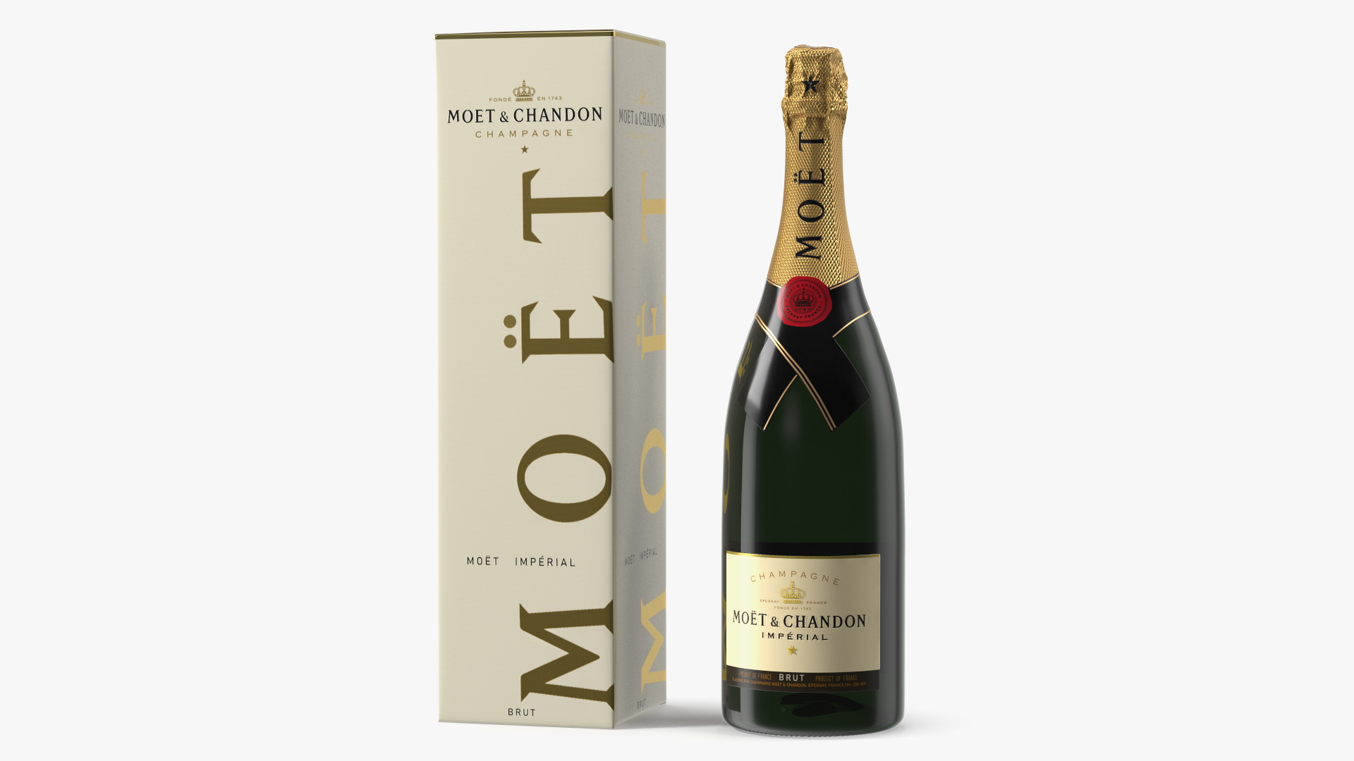 Champagne Moet and Chandon Brut Imperial with Box 3D model