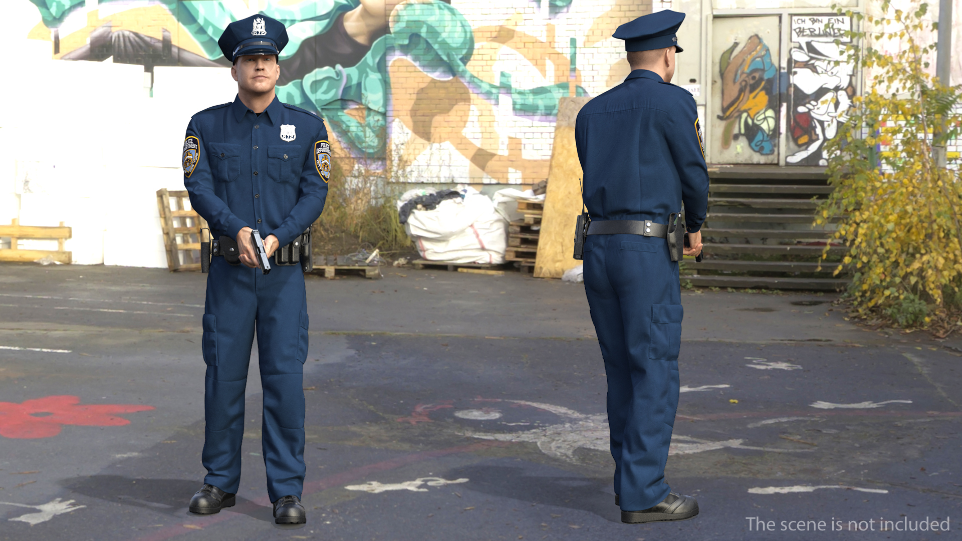 3D model NYPD Police Officer Fur Rigged