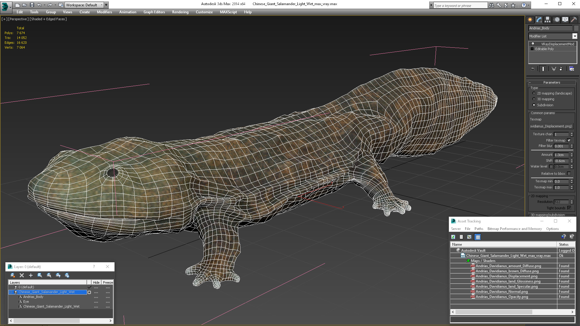 Chinese Giant Salamander Light Wet 3D model