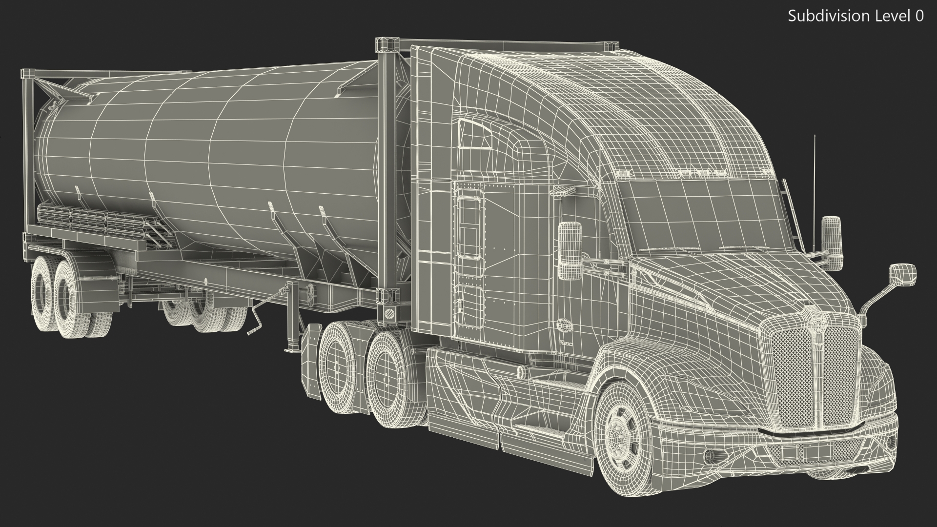 Kenworth Truck with LNG Semi Trailer Gas Tank Rigged 3D