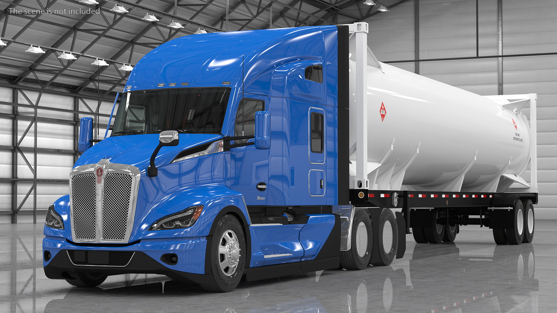Kenworth Truck with LNG Semi Trailer Gas Tank Rigged 3D