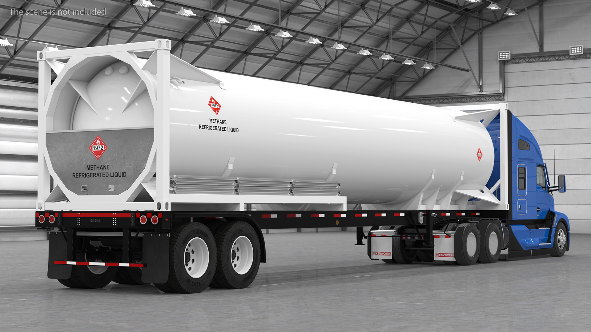 Kenworth Truck with LNG Semi Trailer Gas Tank Rigged 3D