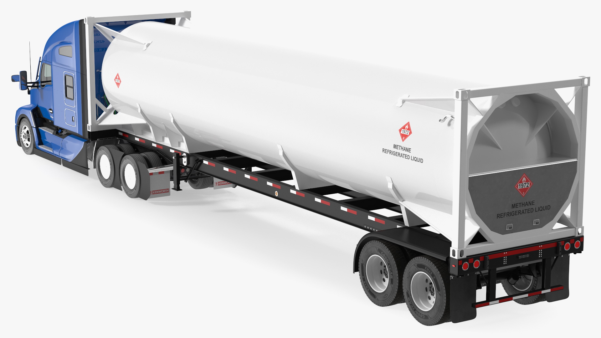 Kenworth Truck with LNG Semi Trailer Gas Tank Rigged 3D