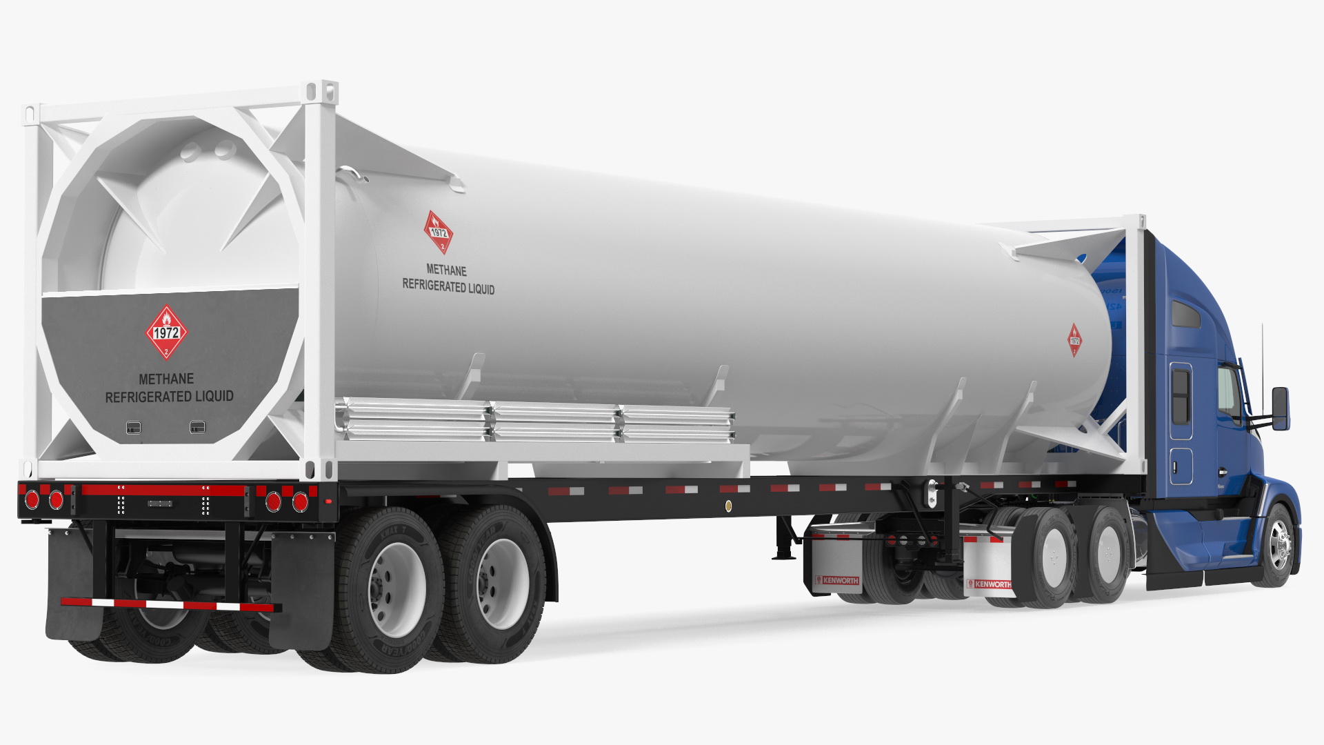 Kenworth Truck with LNG Semi Trailer Gas Tank Rigged 3D