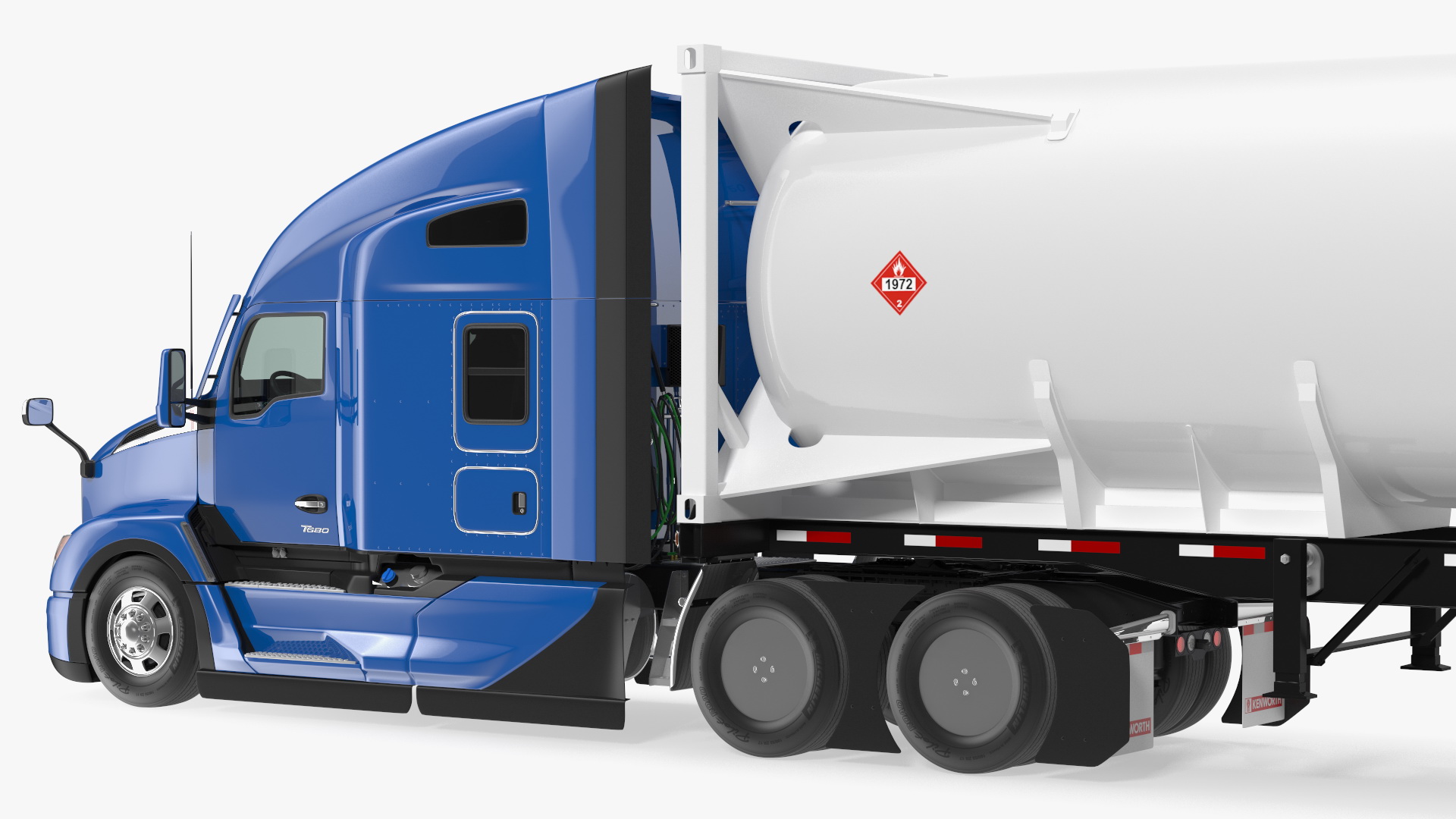 Kenworth Truck with LNG Semi Trailer Gas Tank Rigged 3D