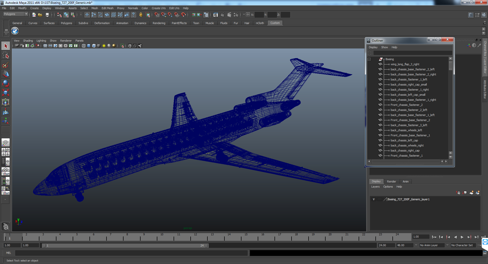 3D Boeing 727 200F Generic model