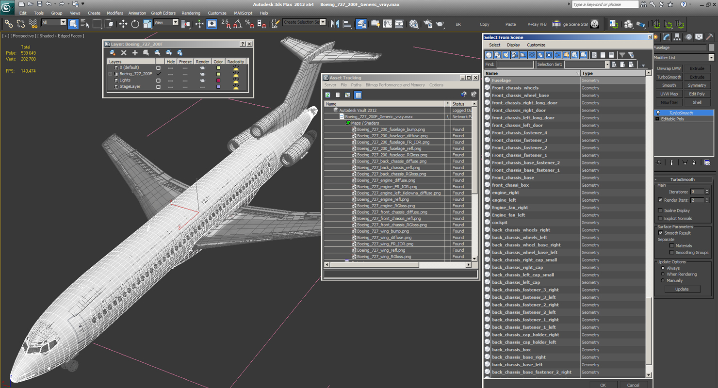 3D Boeing 727 200F Generic model