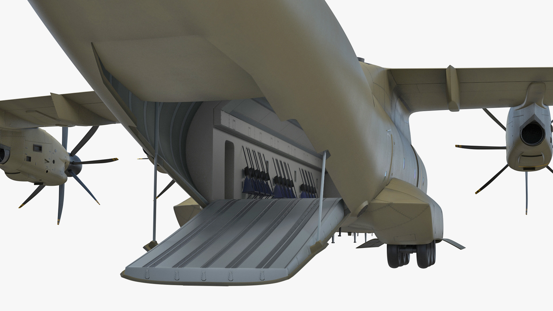 3D Airbus Atlas Military Transport Green Rigged for Maya model