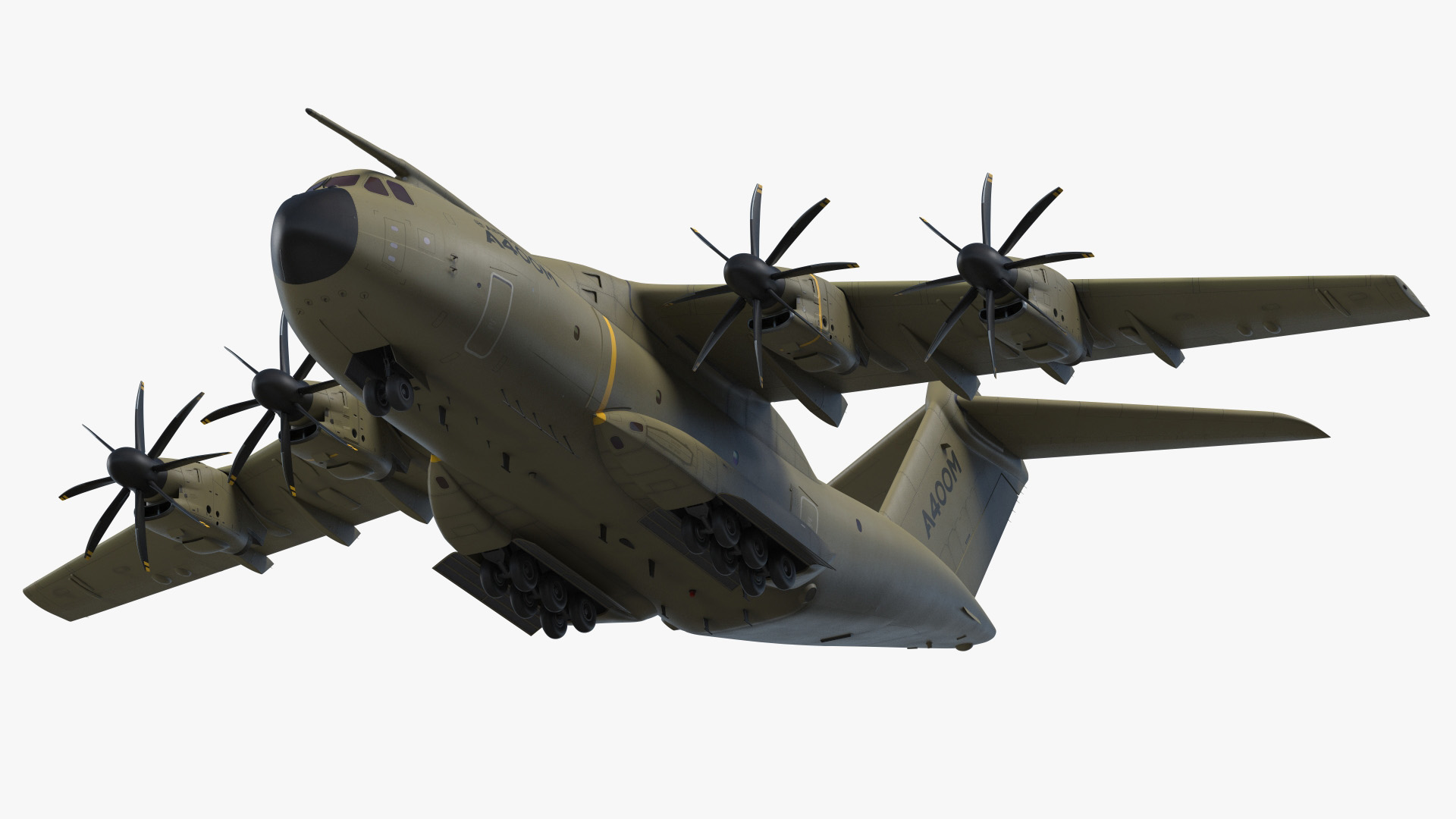 3D Airbus Atlas Military Transport Green Rigged for Maya model