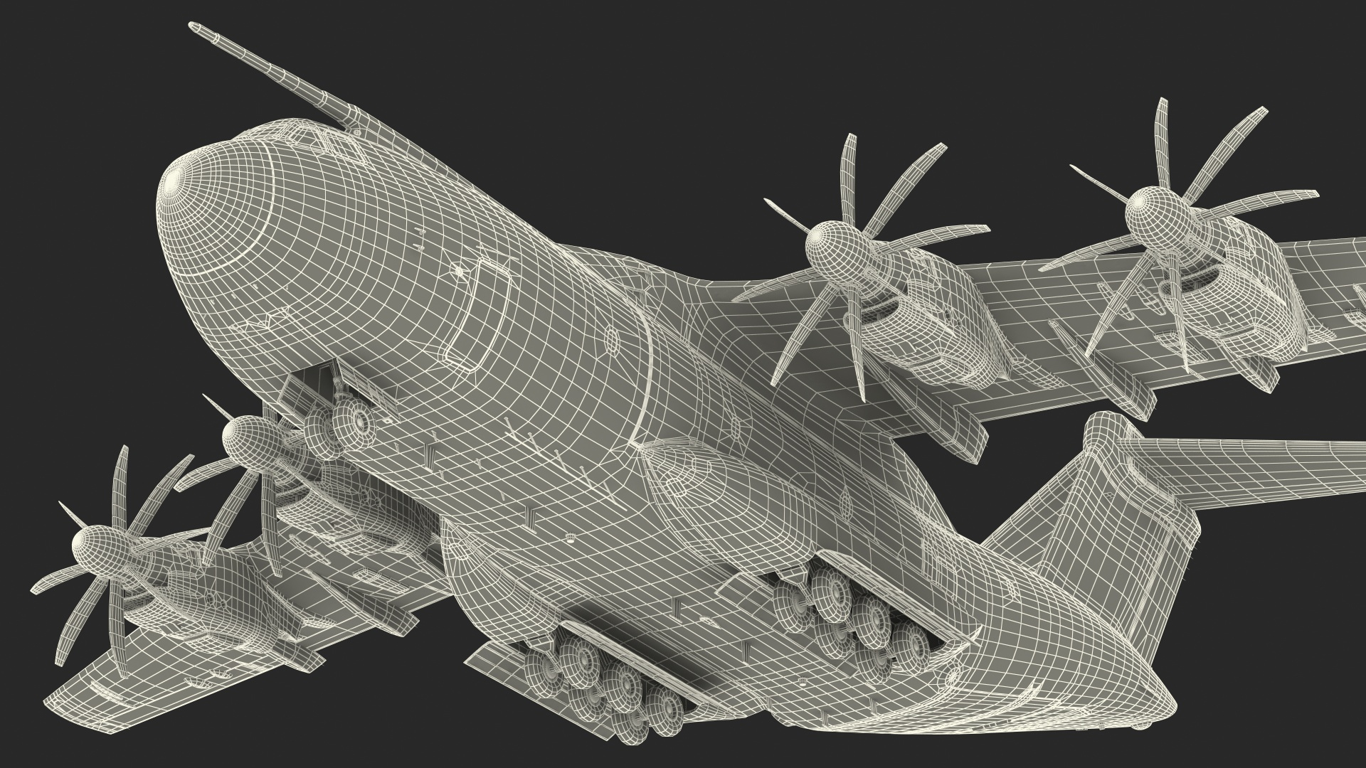 3D Airbus Atlas Military Transport Green Rigged for Maya model