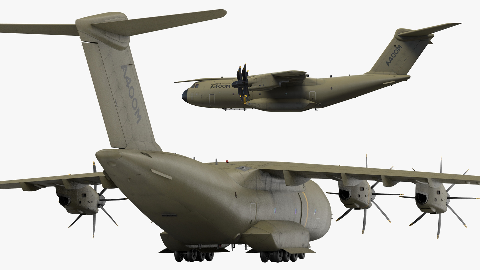 3D Airbus Atlas Military Transport Green Rigged for Maya model