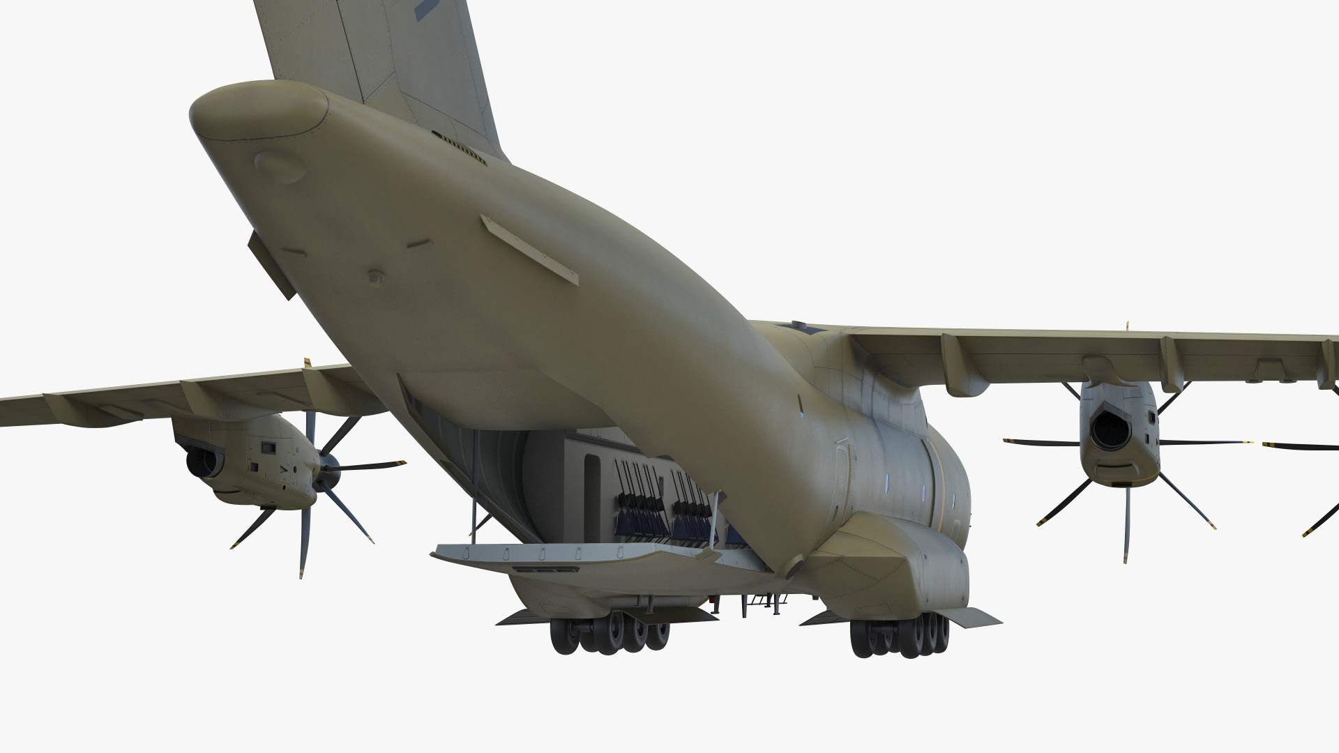 3D Airbus Atlas Military Transport Green Rigged for Maya model
