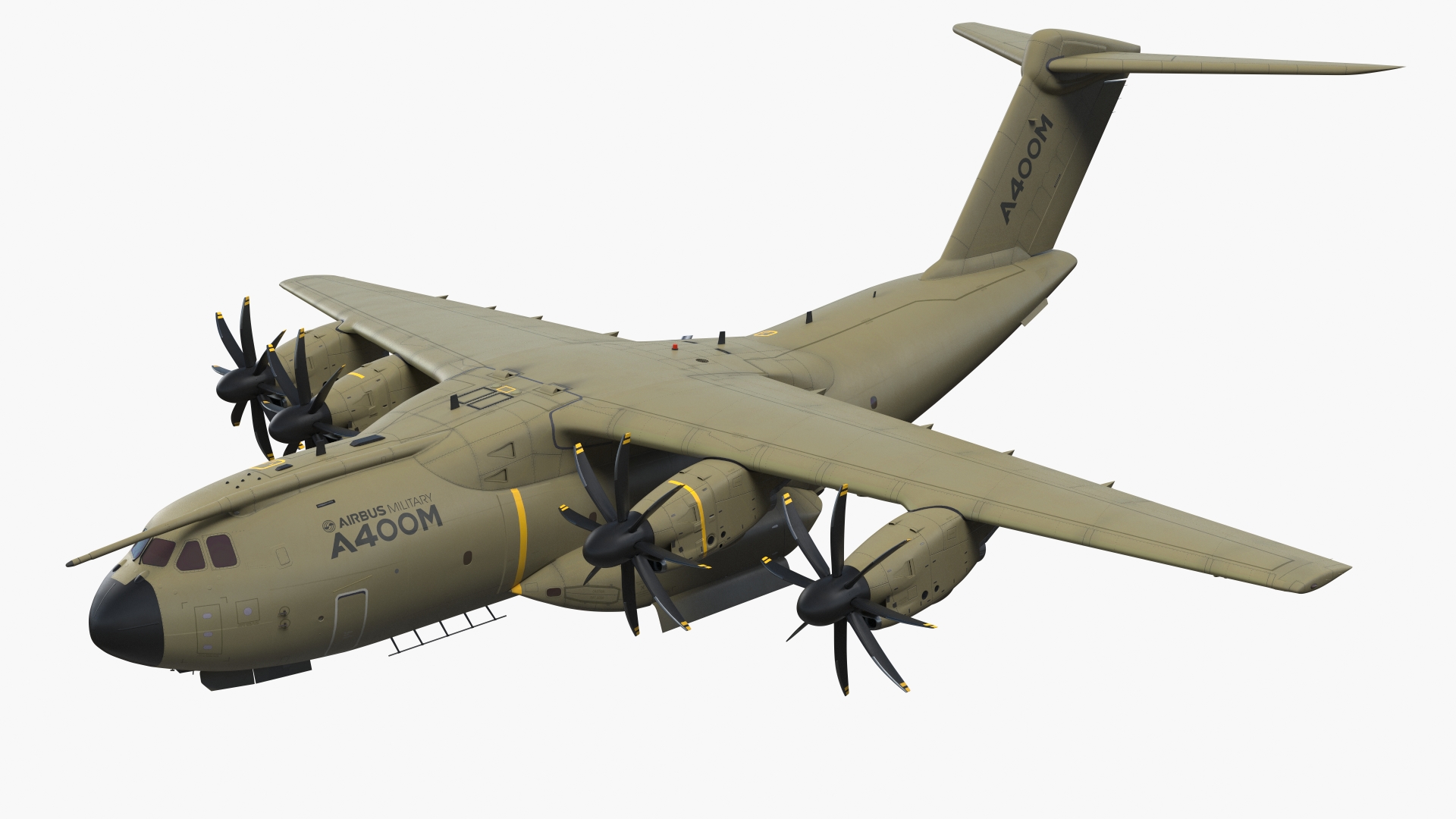 3D Airbus Atlas Military Transport Green Rigged for Maya model