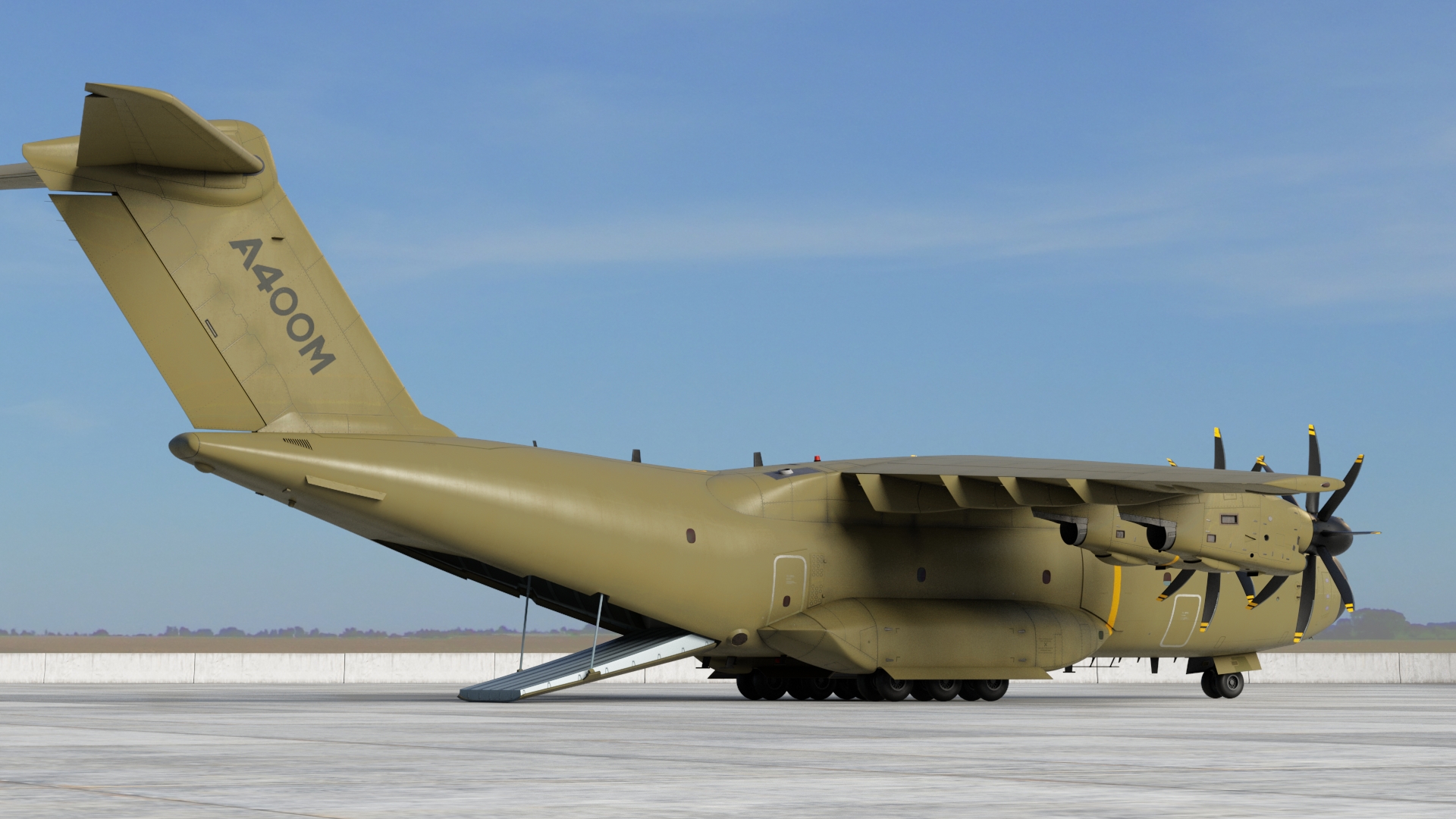 3D Airbus Atlas Military Transport Green Rigged for Maya model