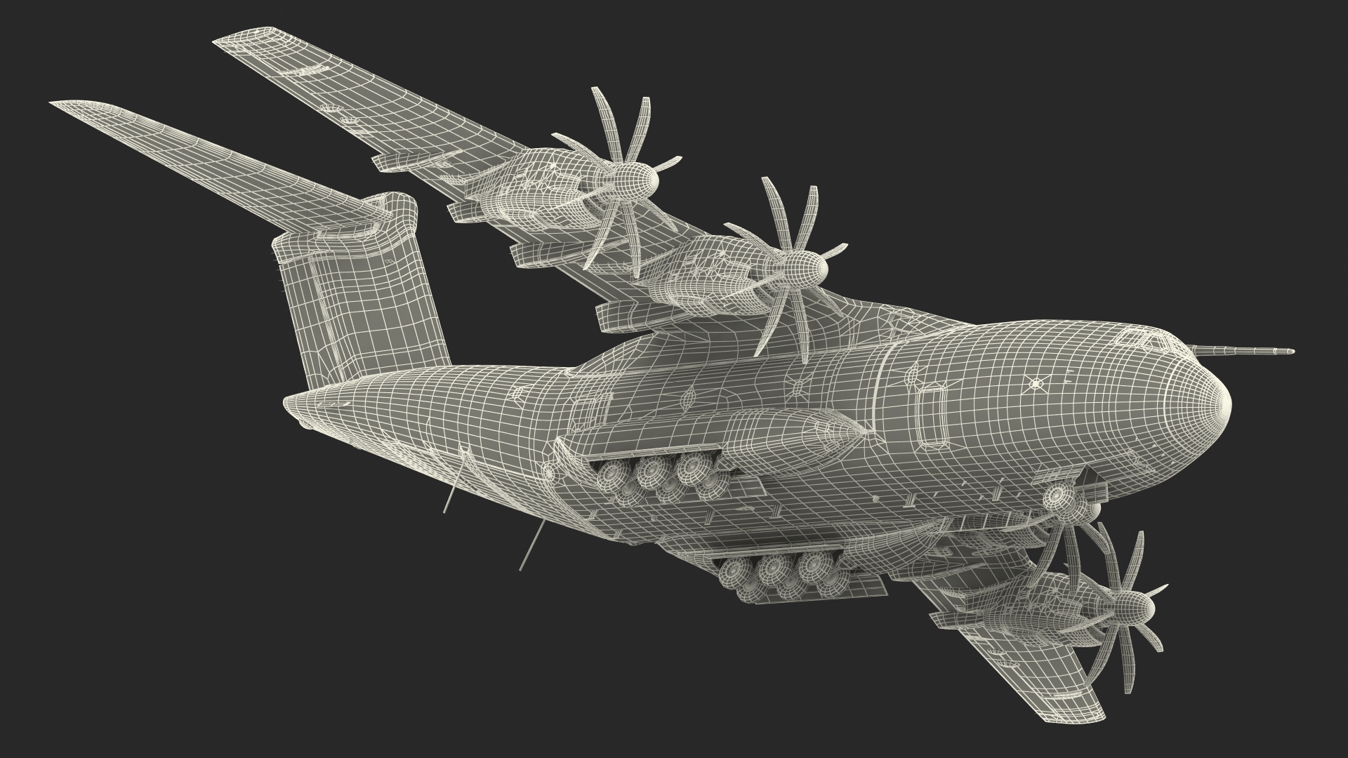 3D Airbus Atlas Military Transport Green Rigged for Maya model
