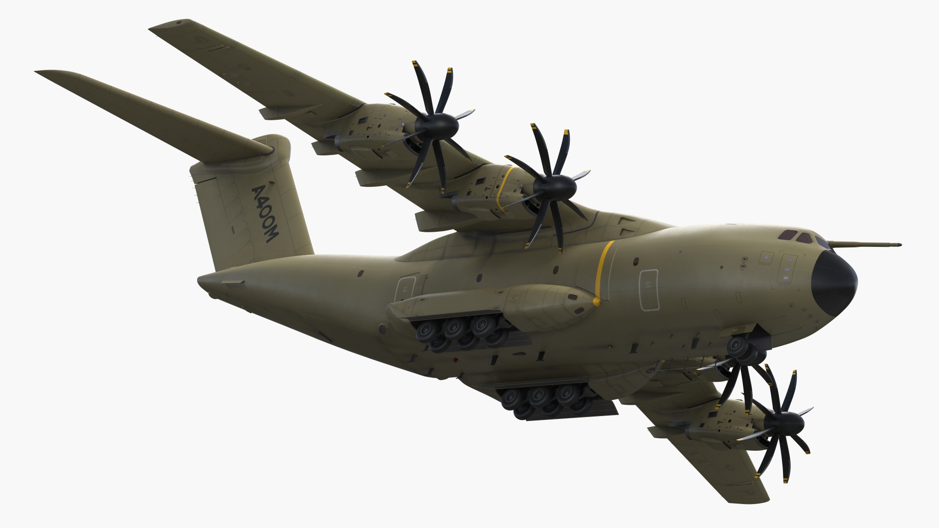 3D Airbus Atlas Military Transport Green Rigged for Maya model