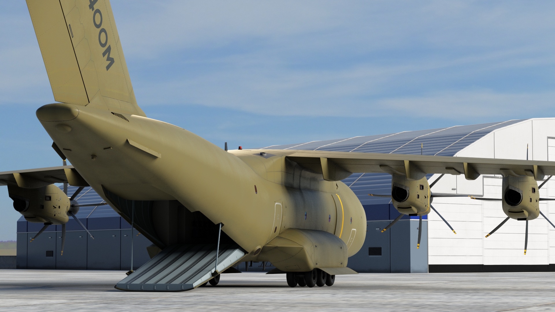 3D Airbus Atlas Military Transport Green Rigged for Maya model