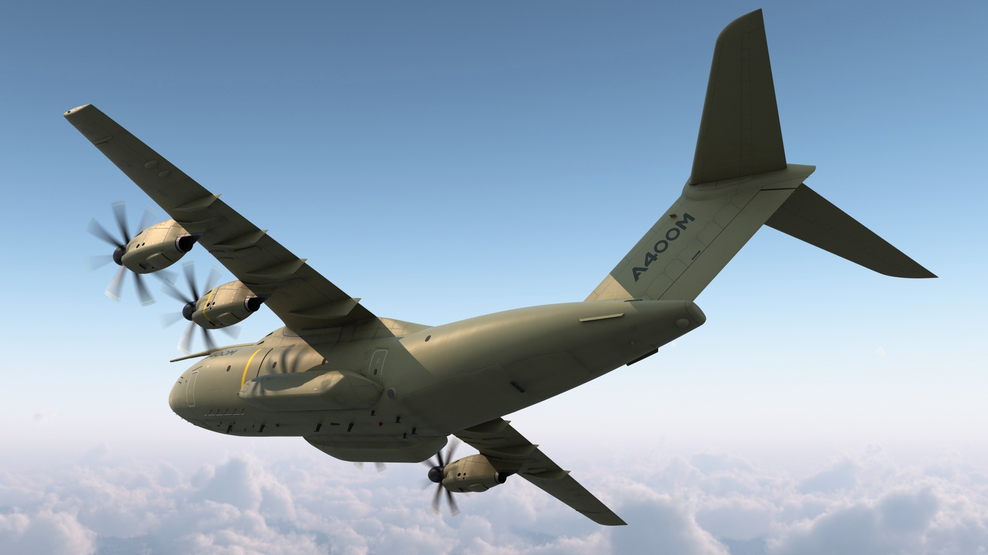 3D Airbus Atlas Military Transport Green Rigged for Maya model