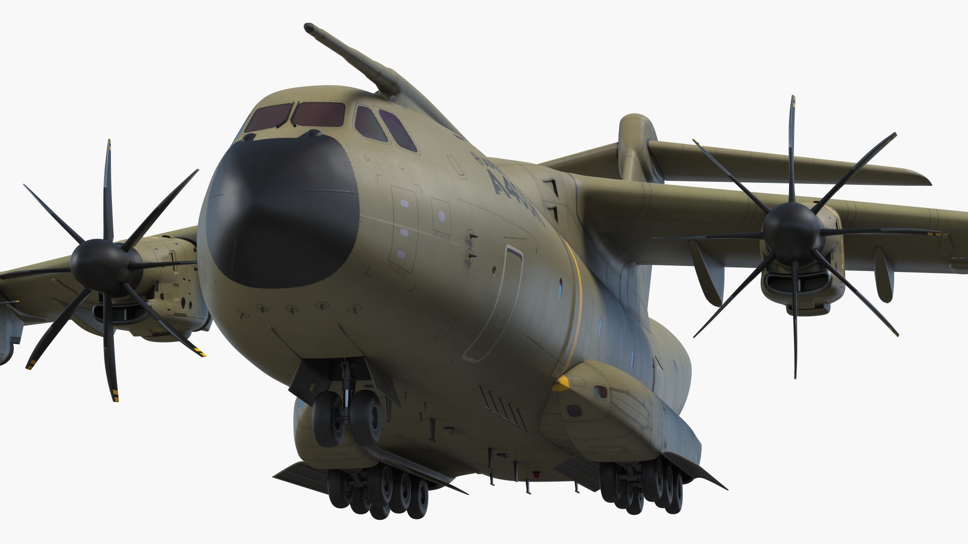 3D Airbus Atlas Military Transport Green Rigged for Maya model