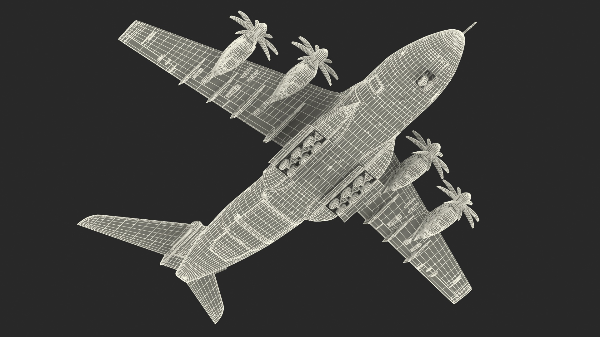 3D Airbus Atlas Military Transport Green Rigged for Maya model
