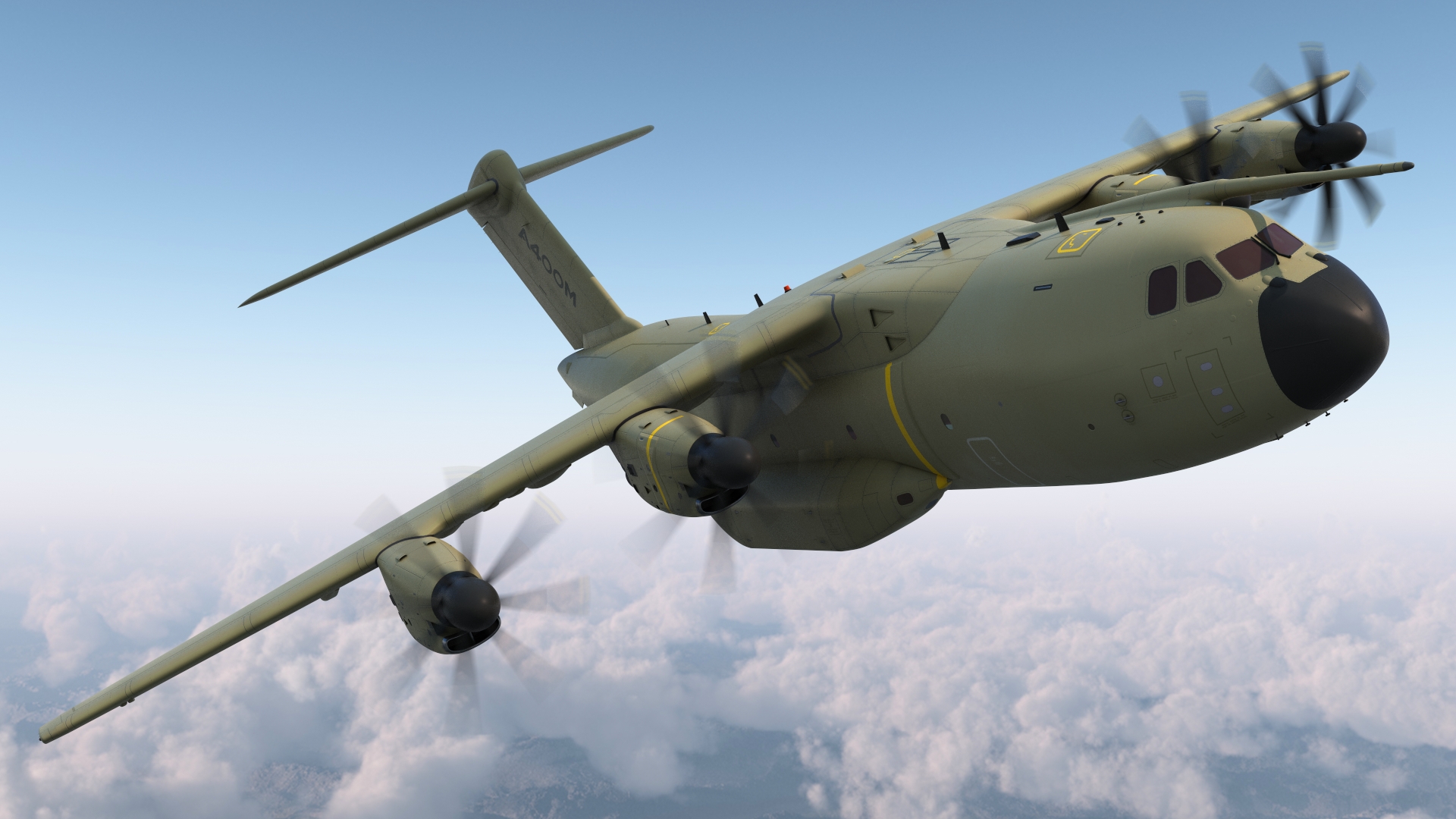 3D Airbus Atlas Military Transport Green Rigged for Maya model