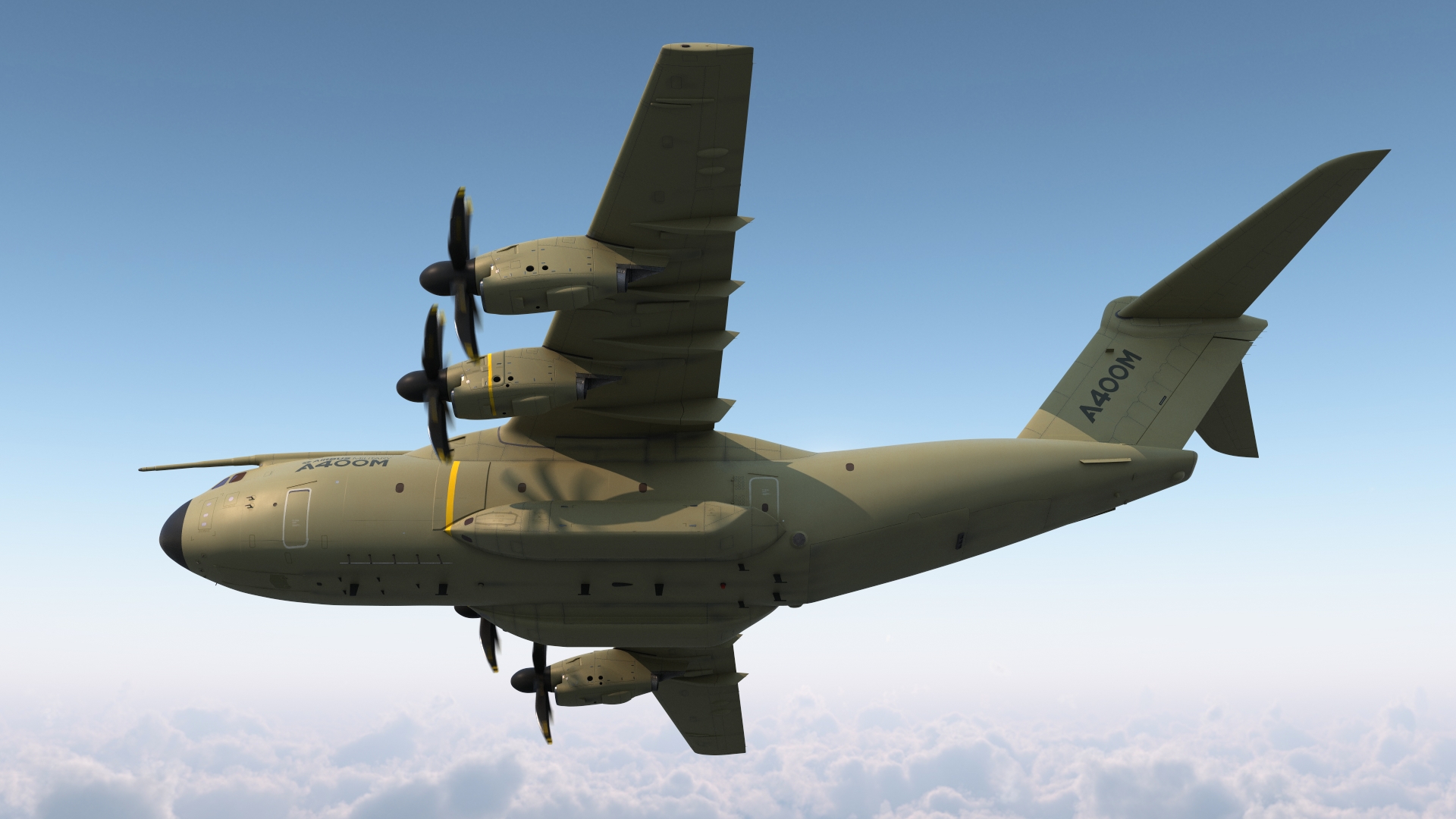 3D Airbus Atlas Military Transport Green Rigged for Maya model