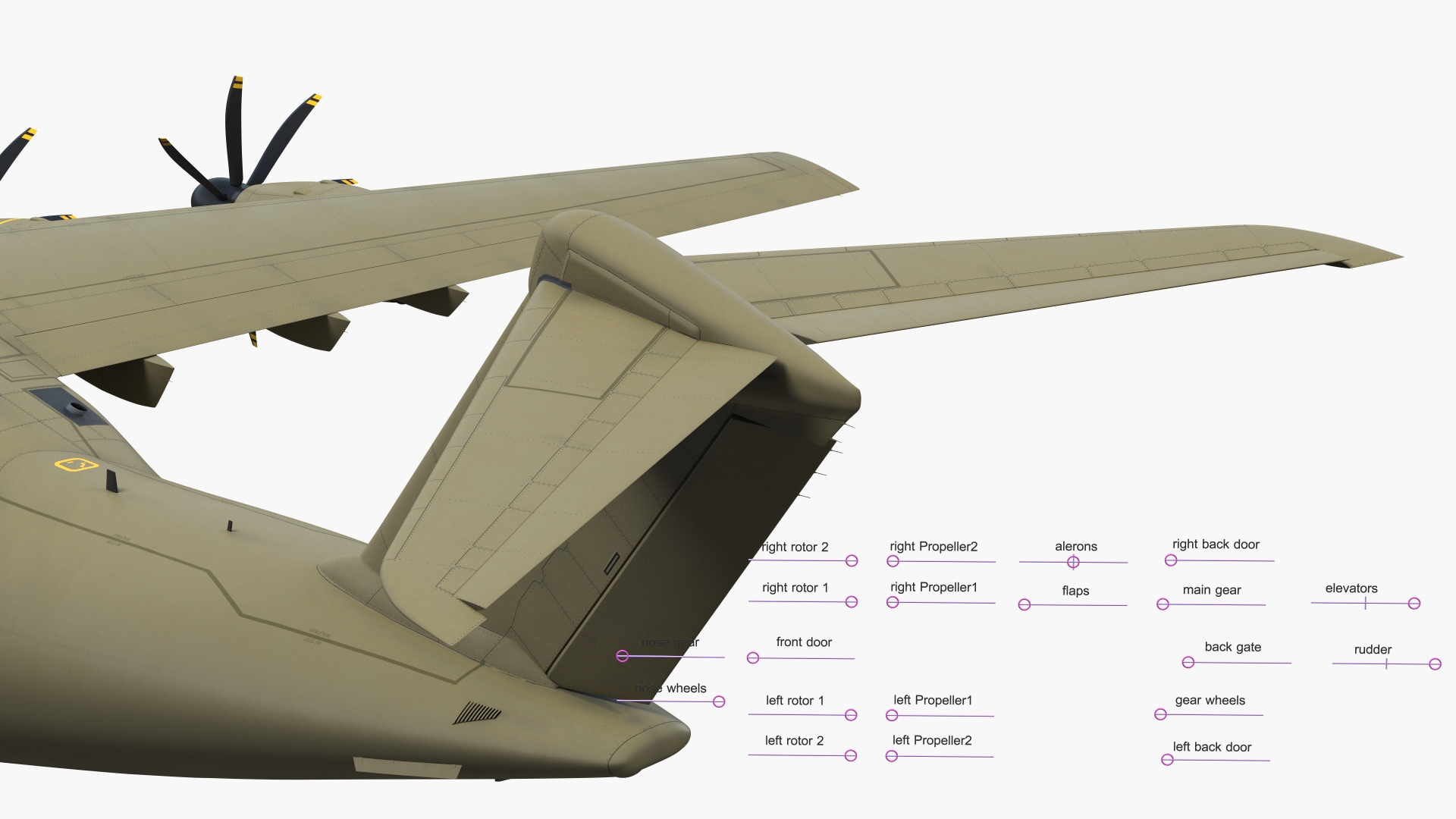 3D Airbus Atlas Military Transport Green Rigged for Maya model