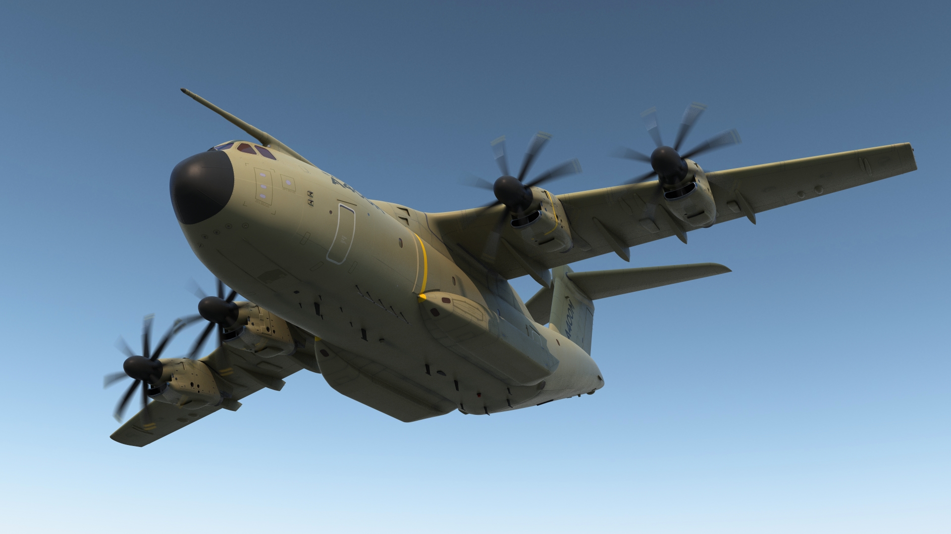 3D Airbus Atlas Military Transport Green Rigged for Maya model