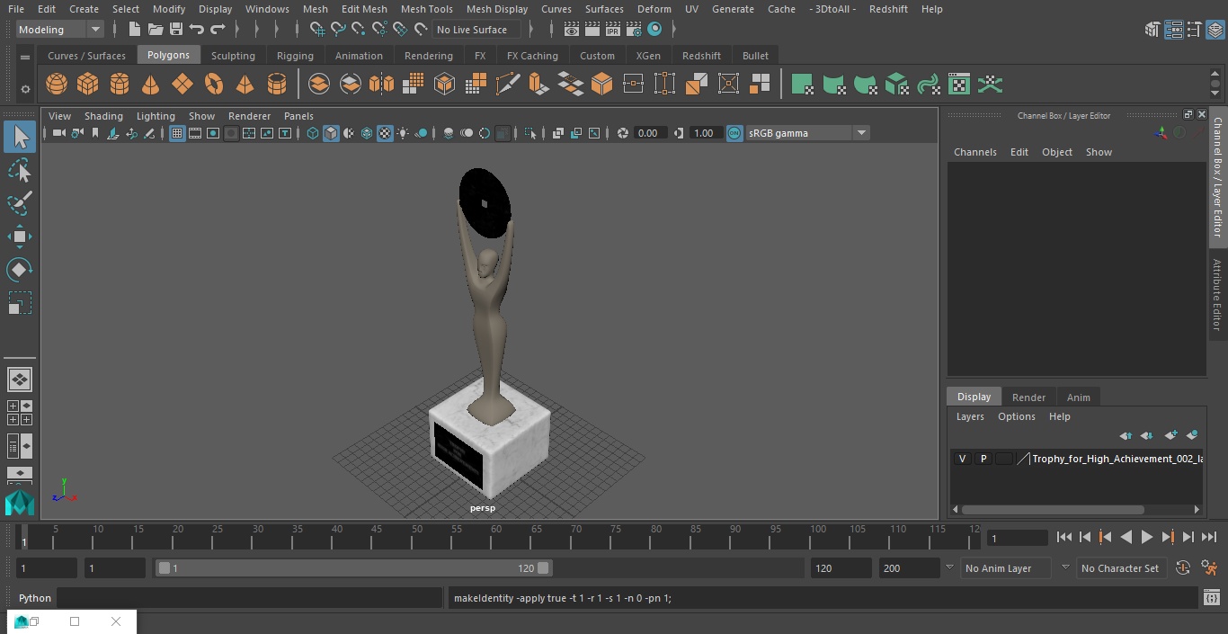 Trophy for High Achievement 3D