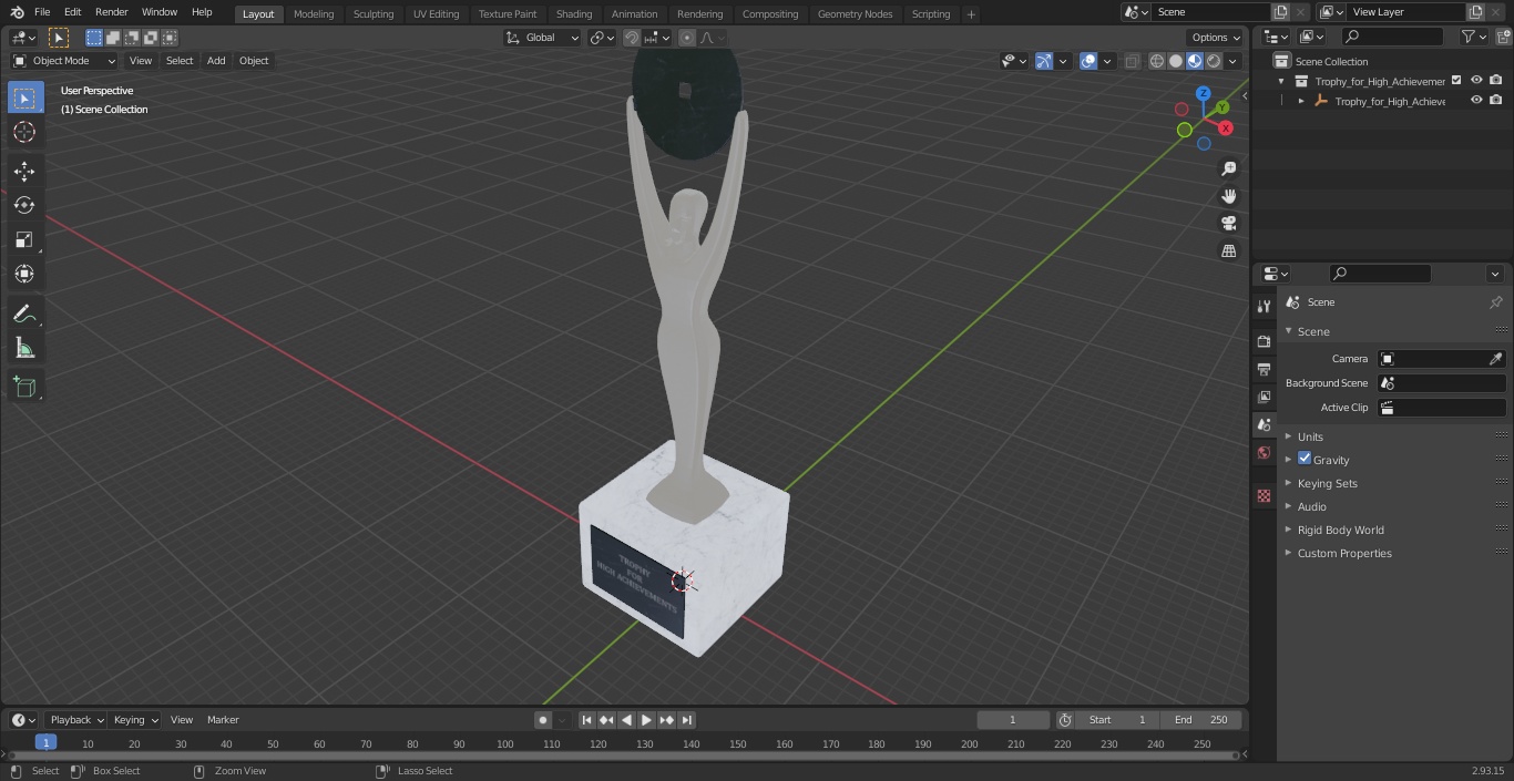 Trophy for High Achievement 3D