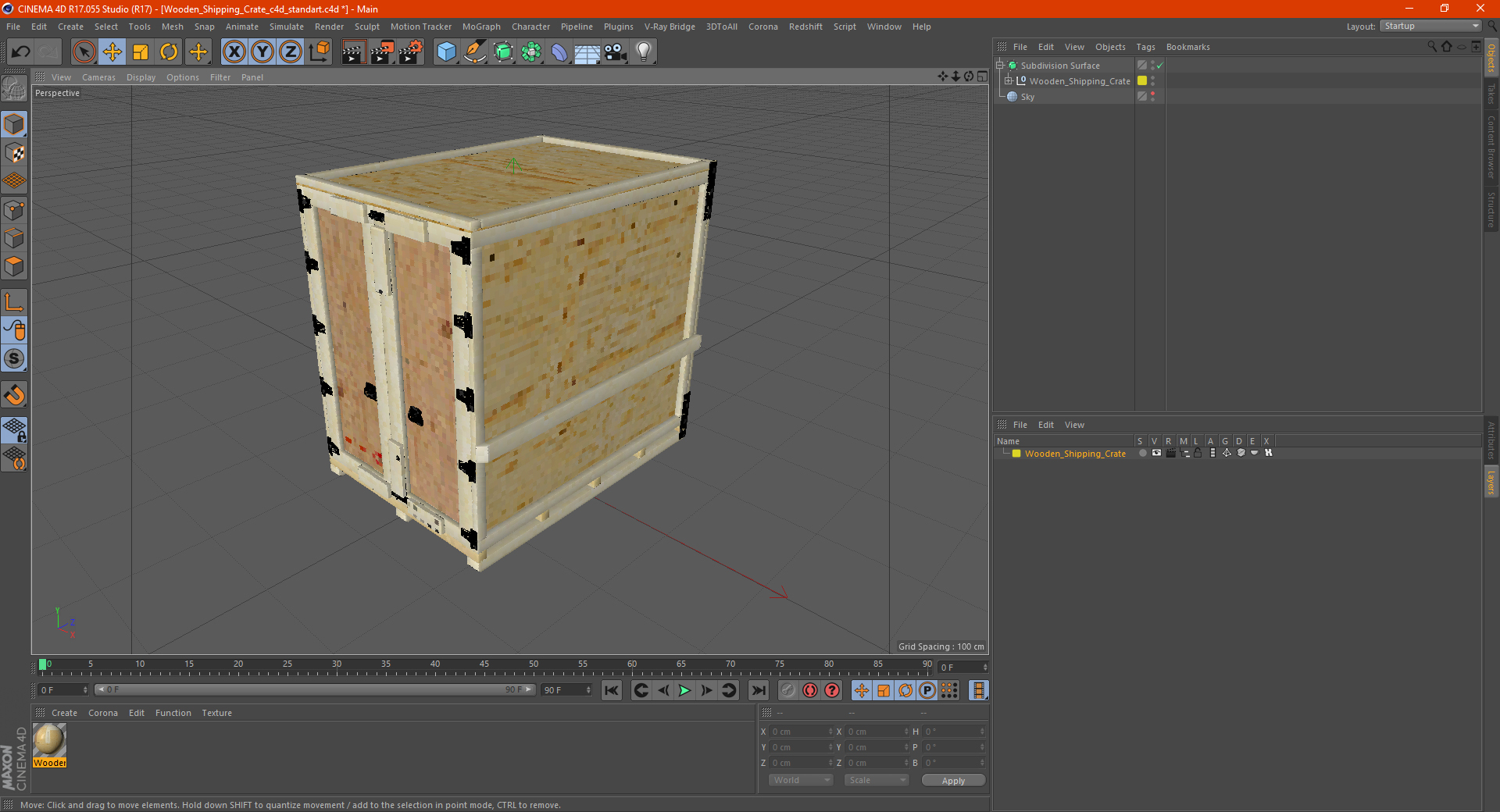 3D Wooden Shipping Crate