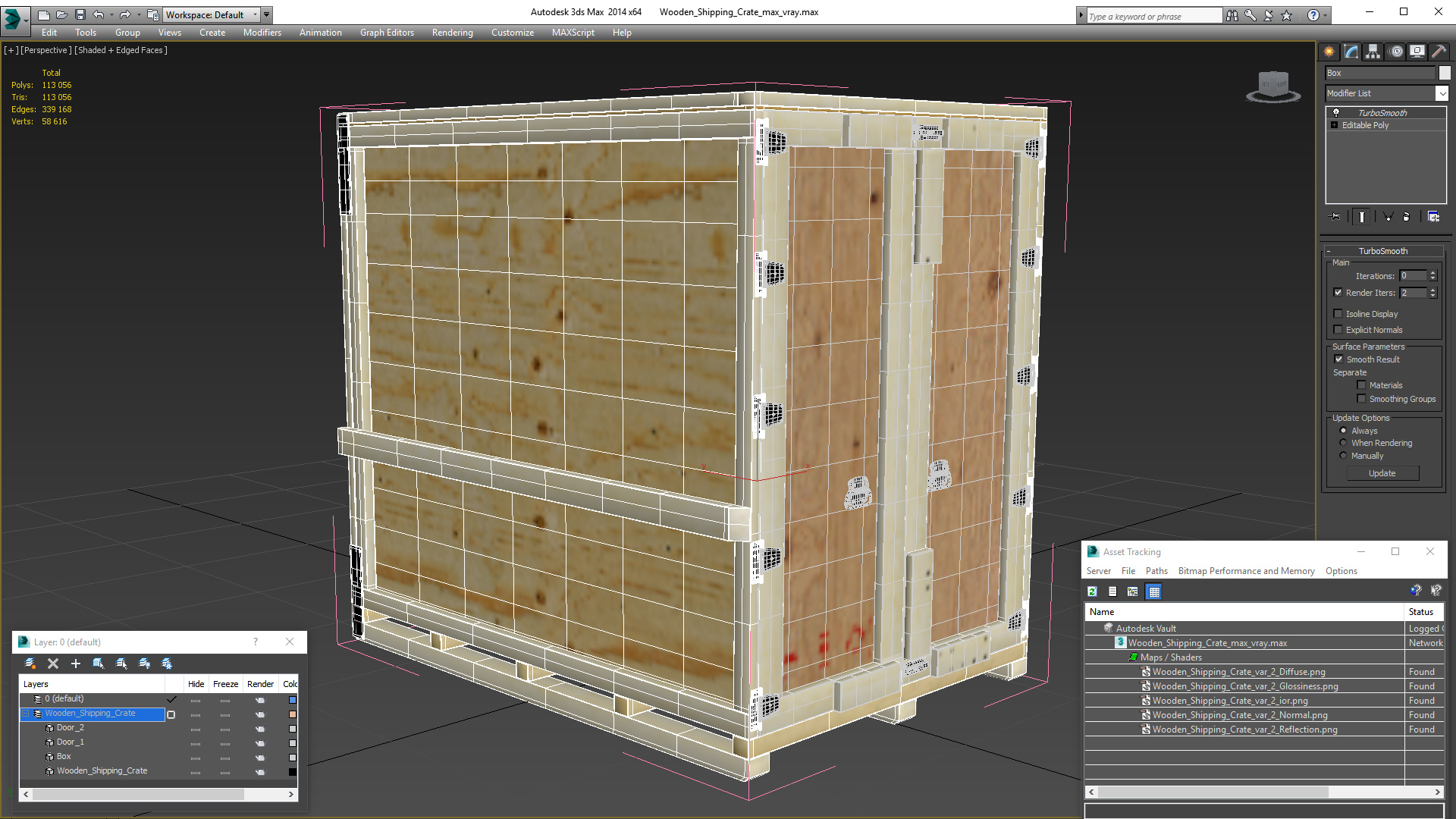 3D Wooden Shipping Crate