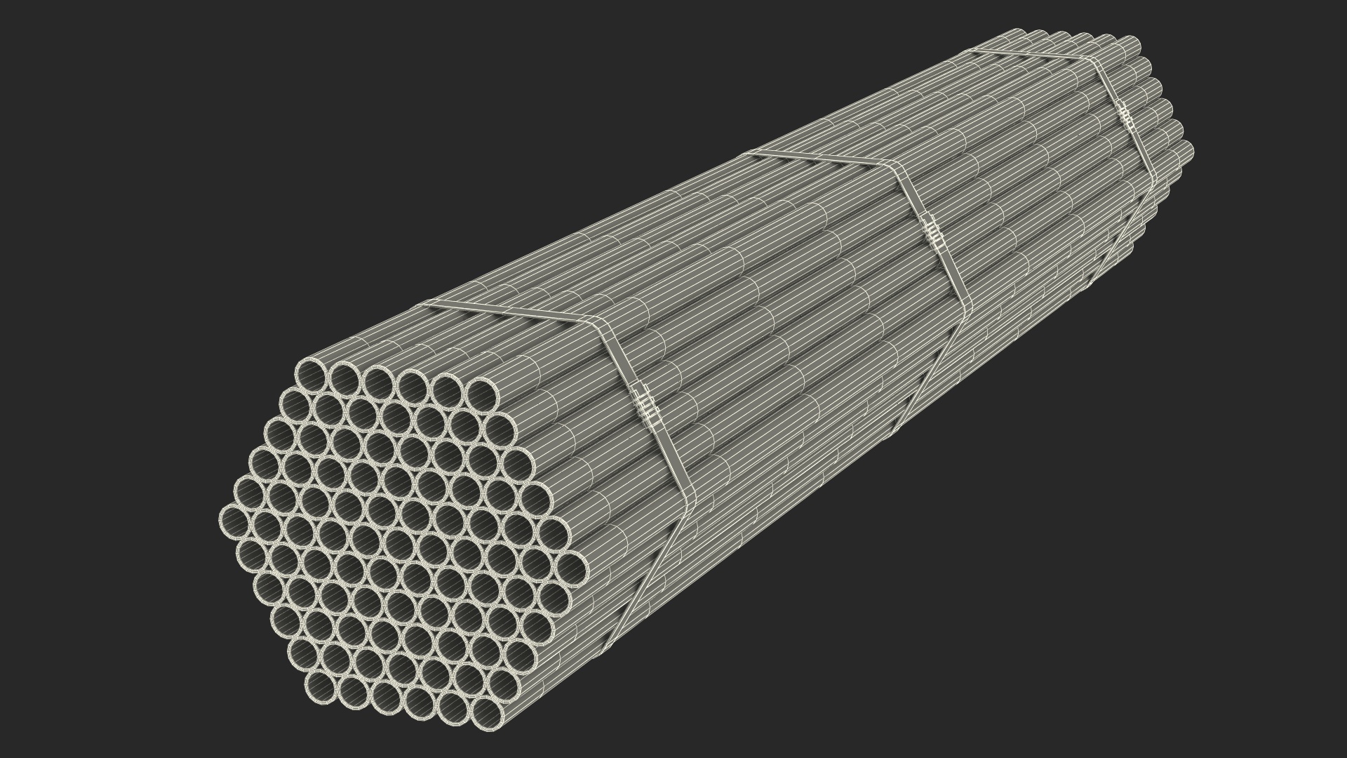 Thin Steel Pipes Bundle 2 Meters 3D