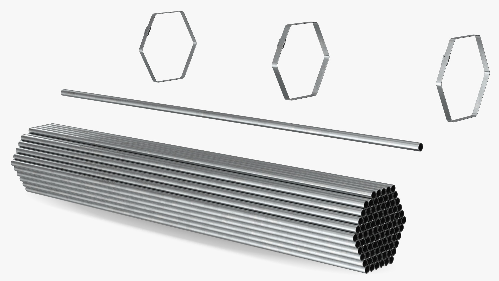 Thin Steel Pipes Bundle 2 Meters 3D