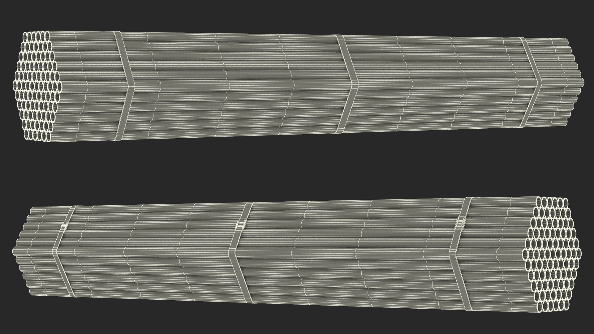 Thin Steel Pipes Bundle 2 Meters 3D