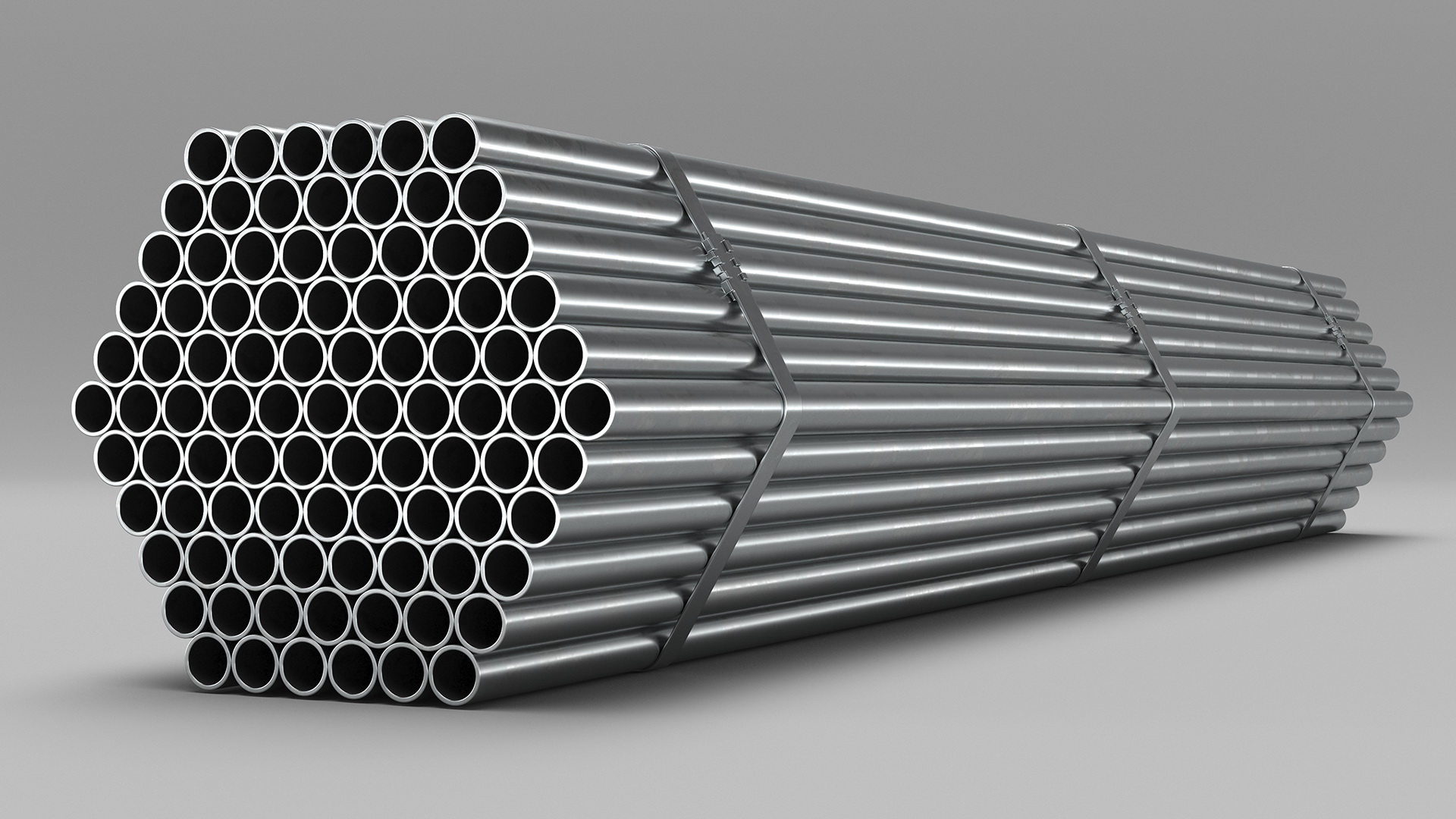 Thin Steel Pipes Bundle 2 Meters 3D