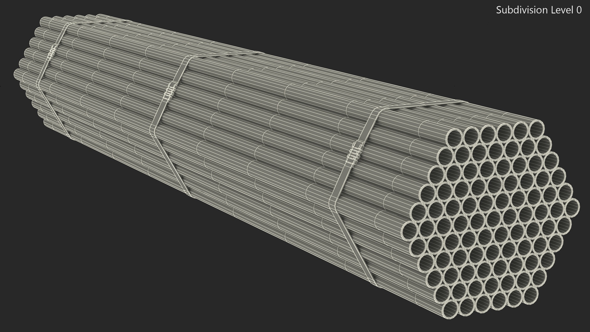 Thin Steel Pipes Bundle 2 Meters 3D