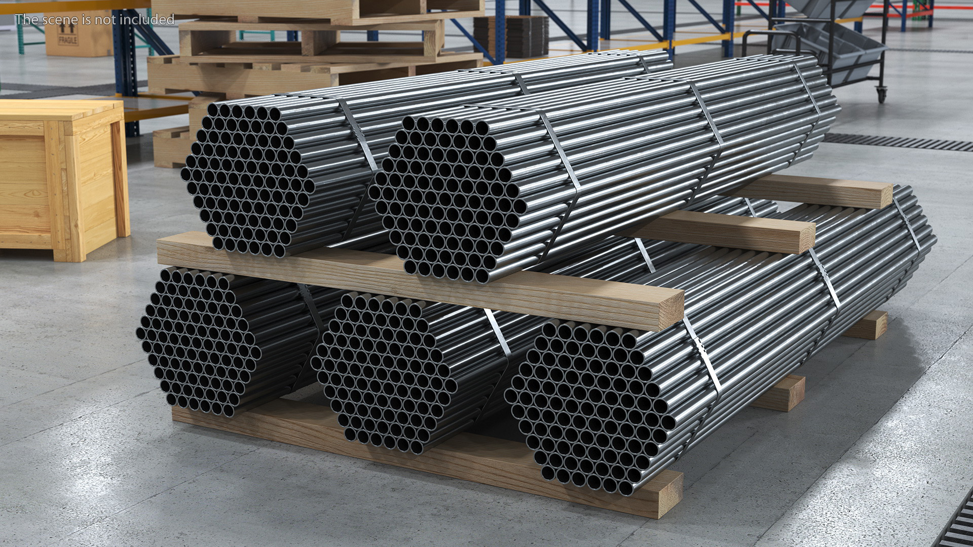 Thin Steel Pipes Bundle 2 Meters 3D