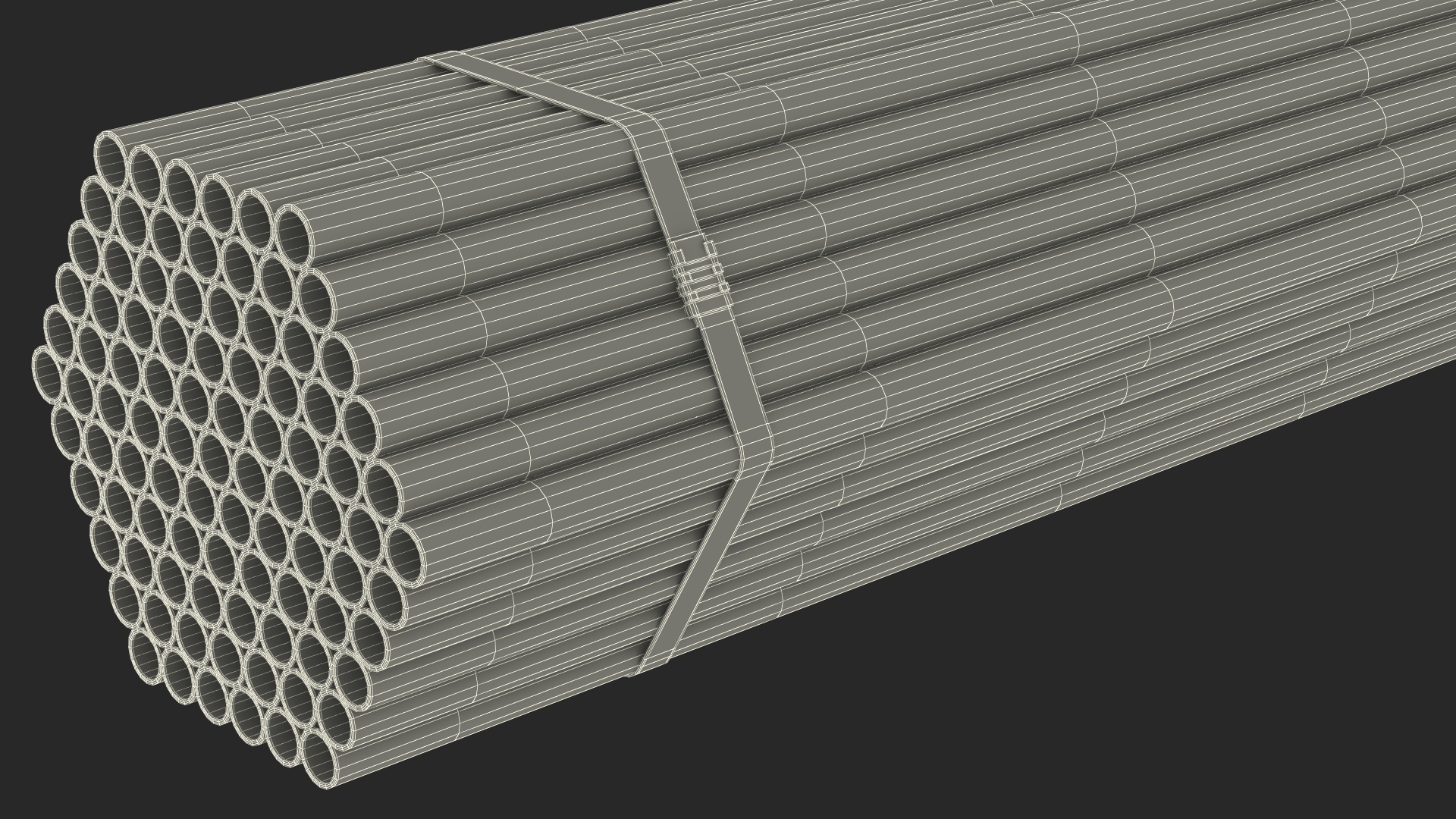 Thin Steel Pipes Bundle 2 Meters 3D