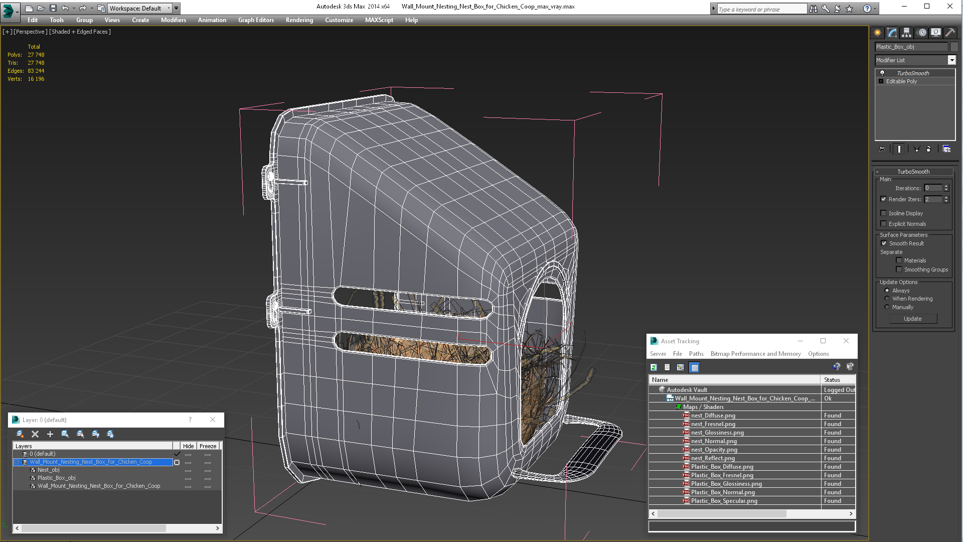 Wall Mount Nesting Nest Box for Chicken Coop 3D model