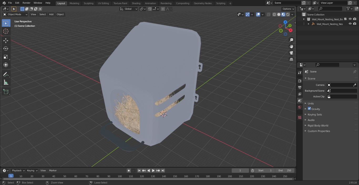 Wall Mount Nesting Nest Box for Chicken Coop 3D model
