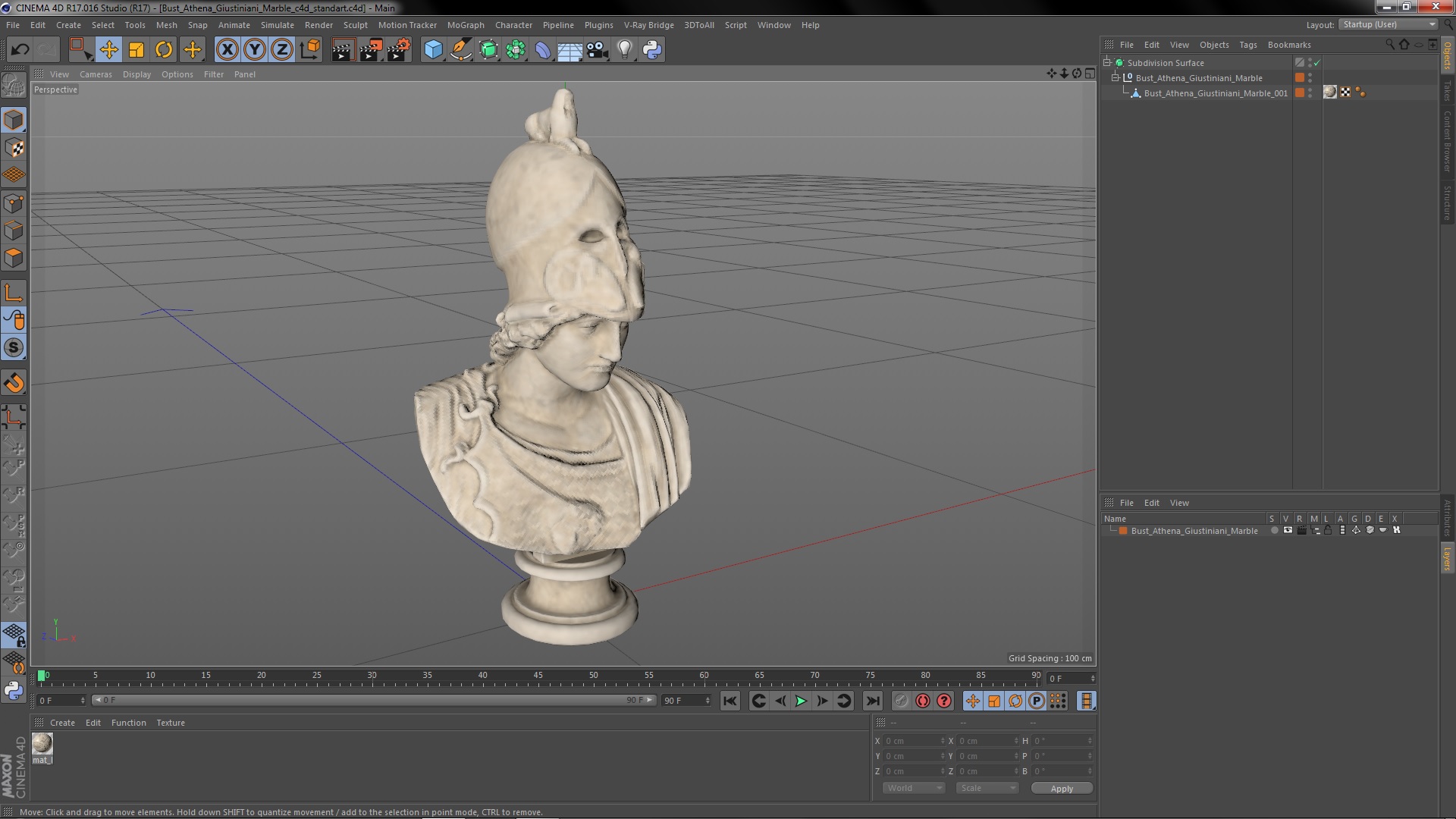 3D Bust Athena Giustiniani Marble for 3D Print model