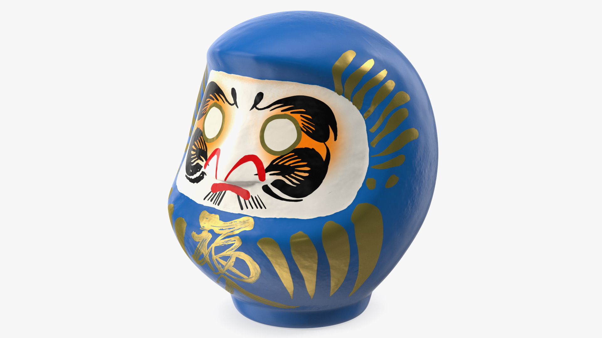Traditional Japanese Daruma Doll Blue 3D