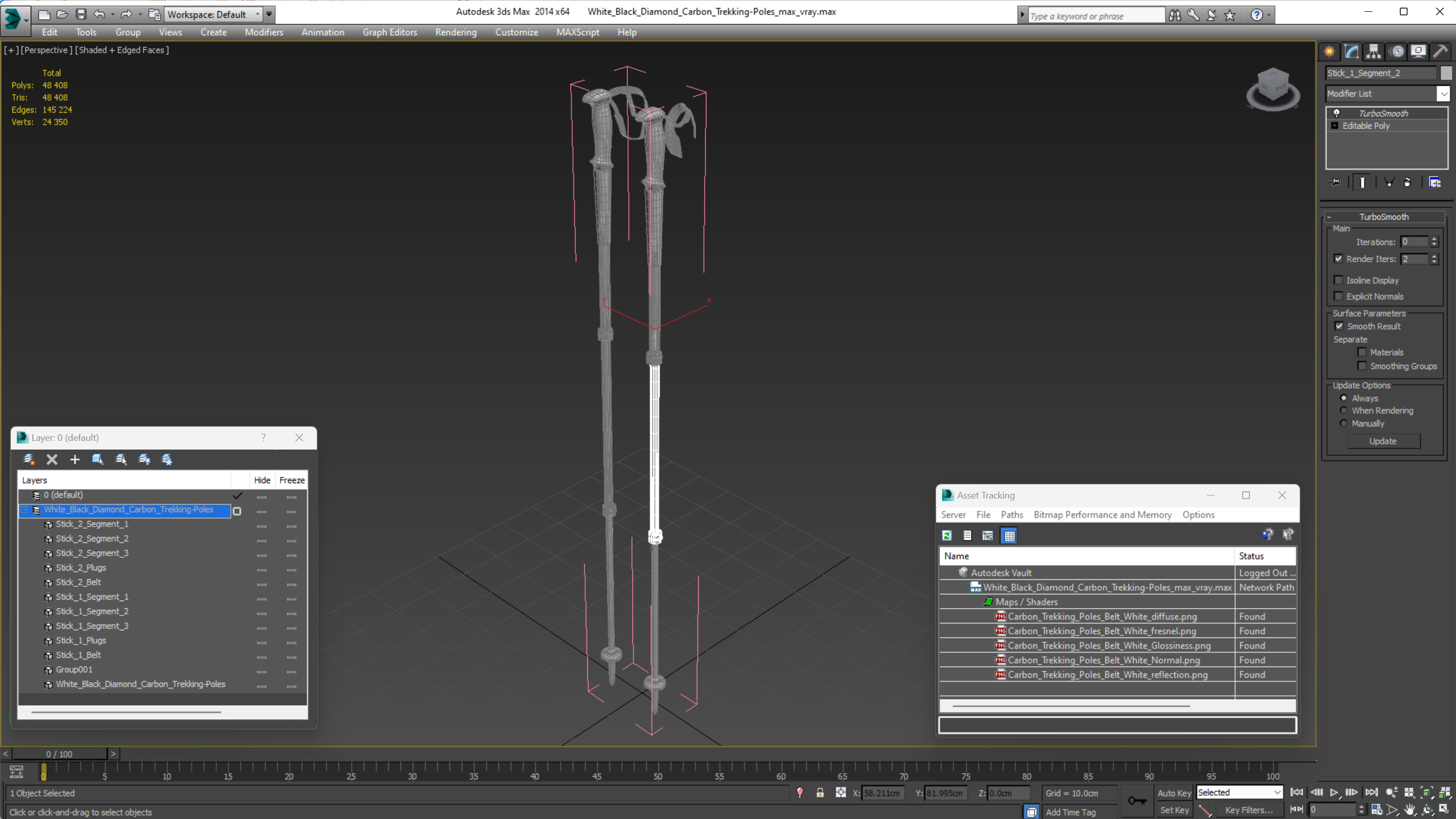 3D White Black Diamond Carbon Trekking-Poles