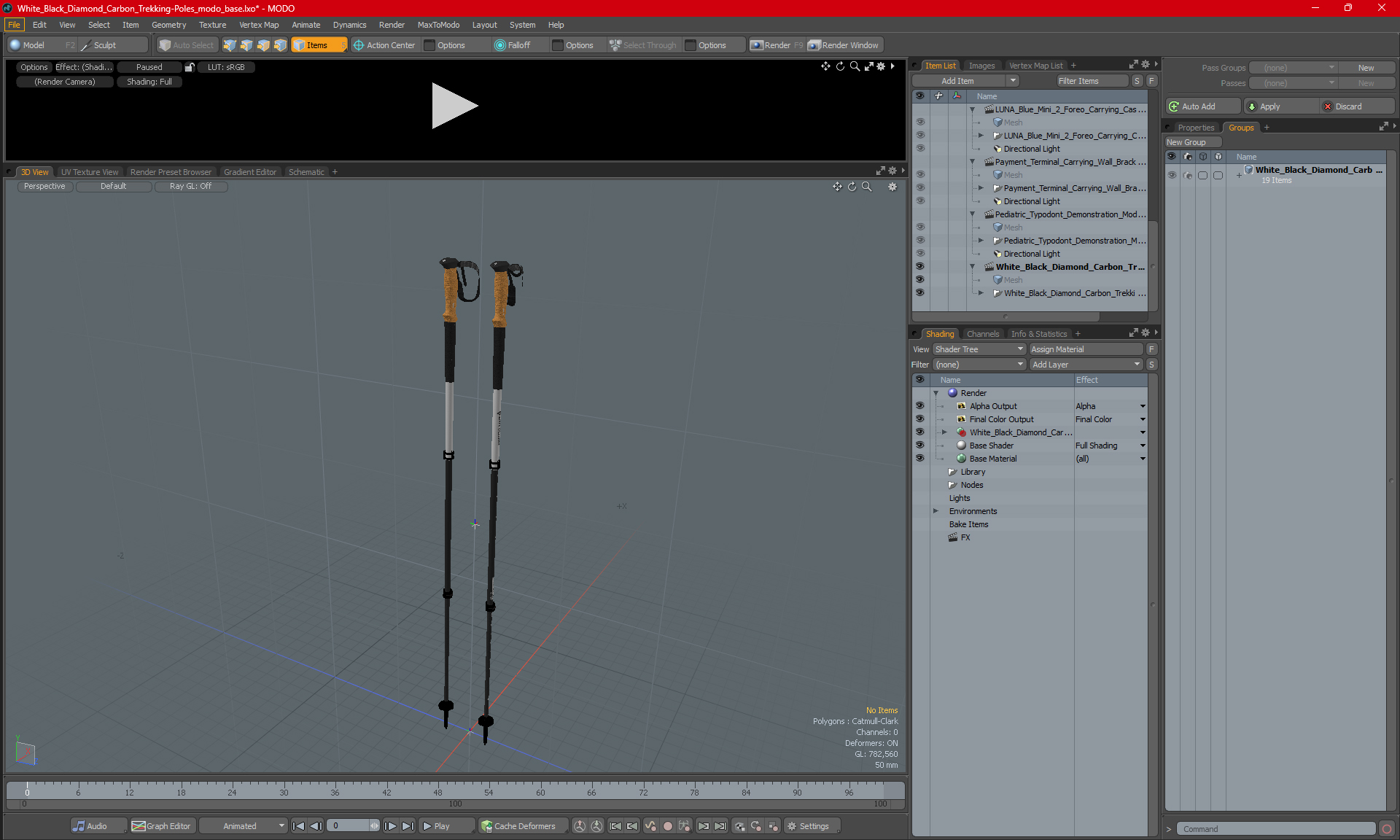 3D White Black Diamond Carbon Trekking-Poles