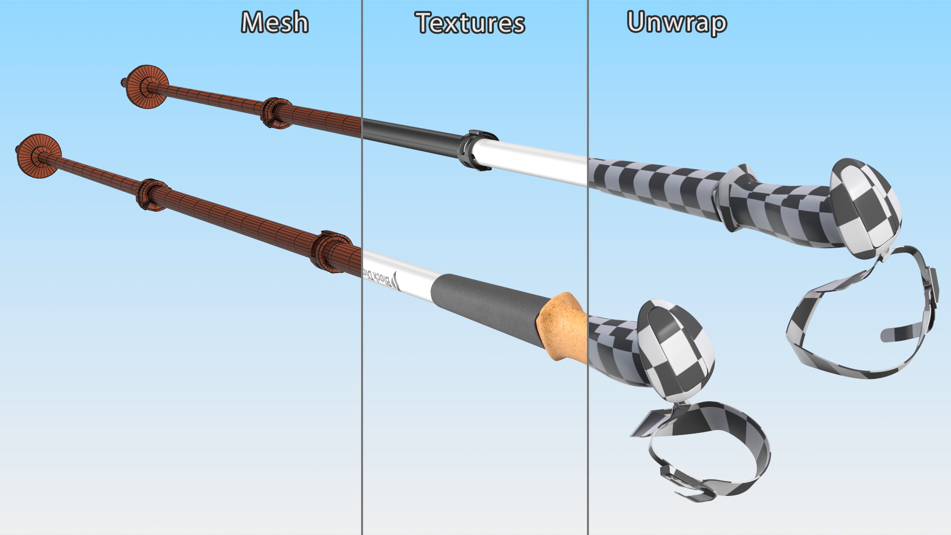 3D White Black Diamond Carbon Trekking-Poles