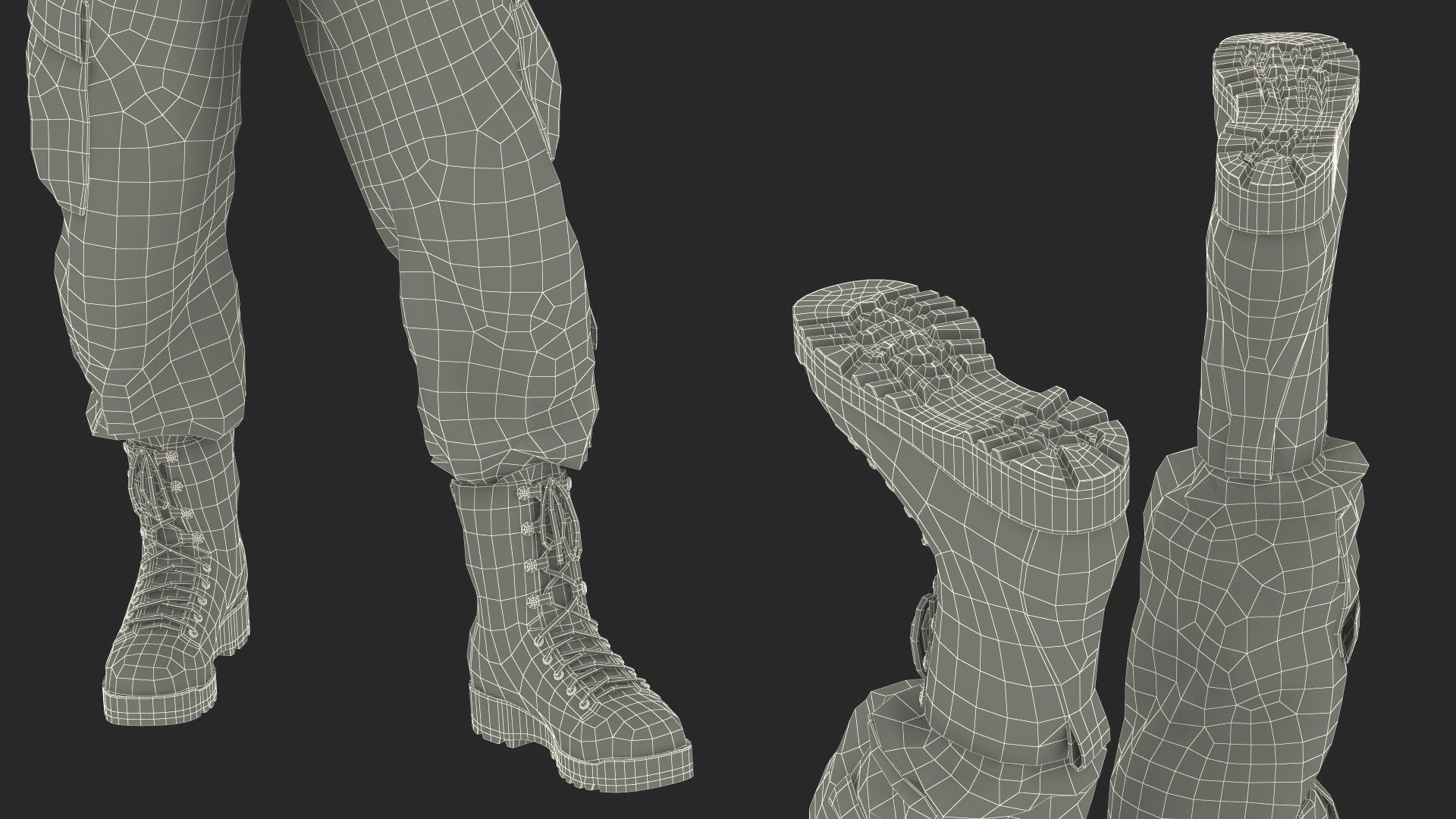 3D Fully Equipped Military Soldier in Grey Camo Walking Fur