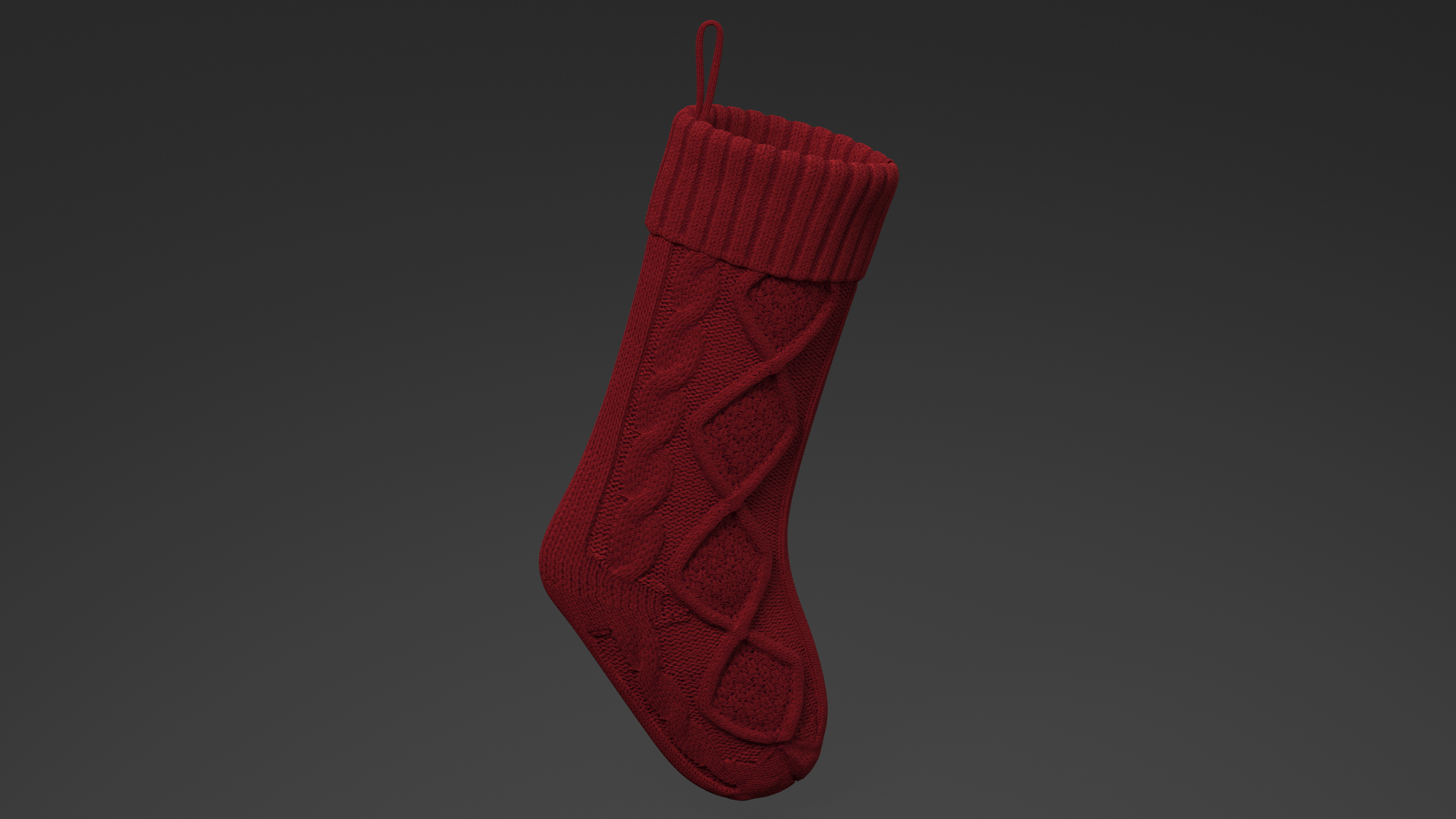 3D Knitted Christmas Stocking in Red model
