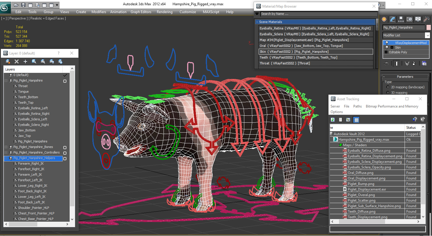 Hampshire Pig Piglet Rigged 3D